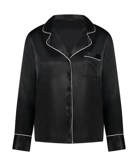 Satin Long-Sleeved Jacket, Black
