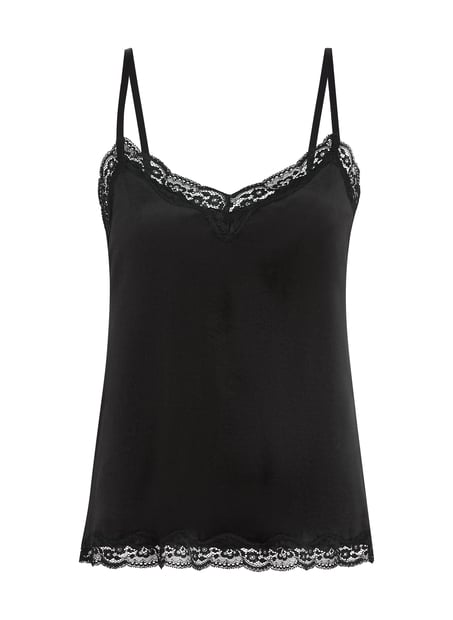 Velours Lace Cami Top, Black
