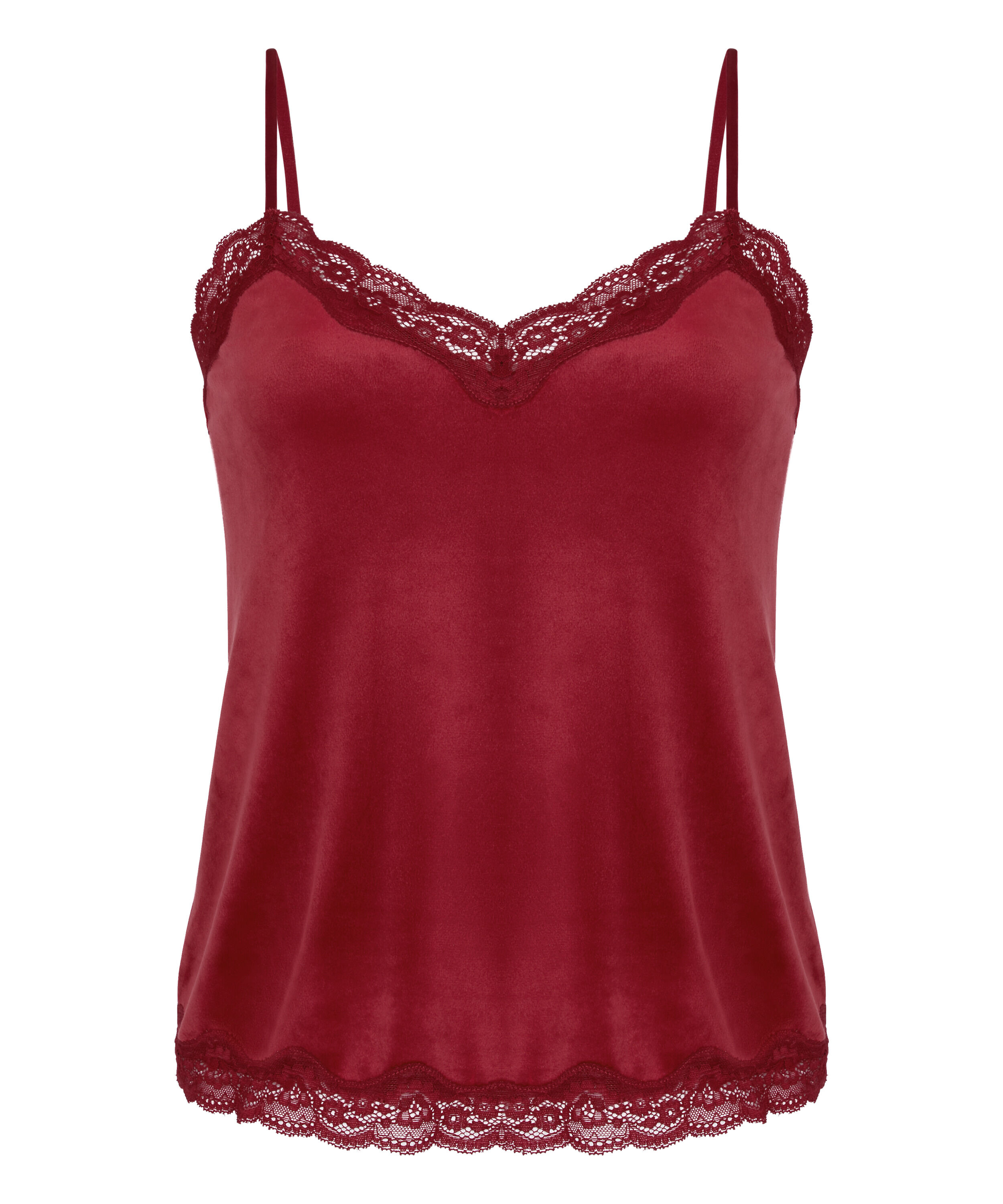 Pyjama Cami Velours Lace, Red