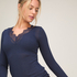 super soft Lace V-Neck shirt with Cashmere, Blue