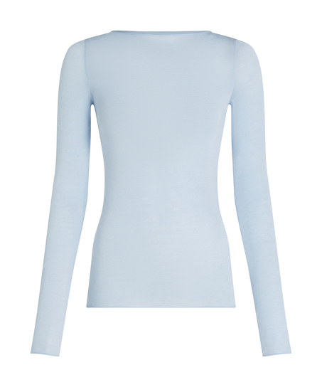 super soft Boatneck Shirt with Cashmere, Blue