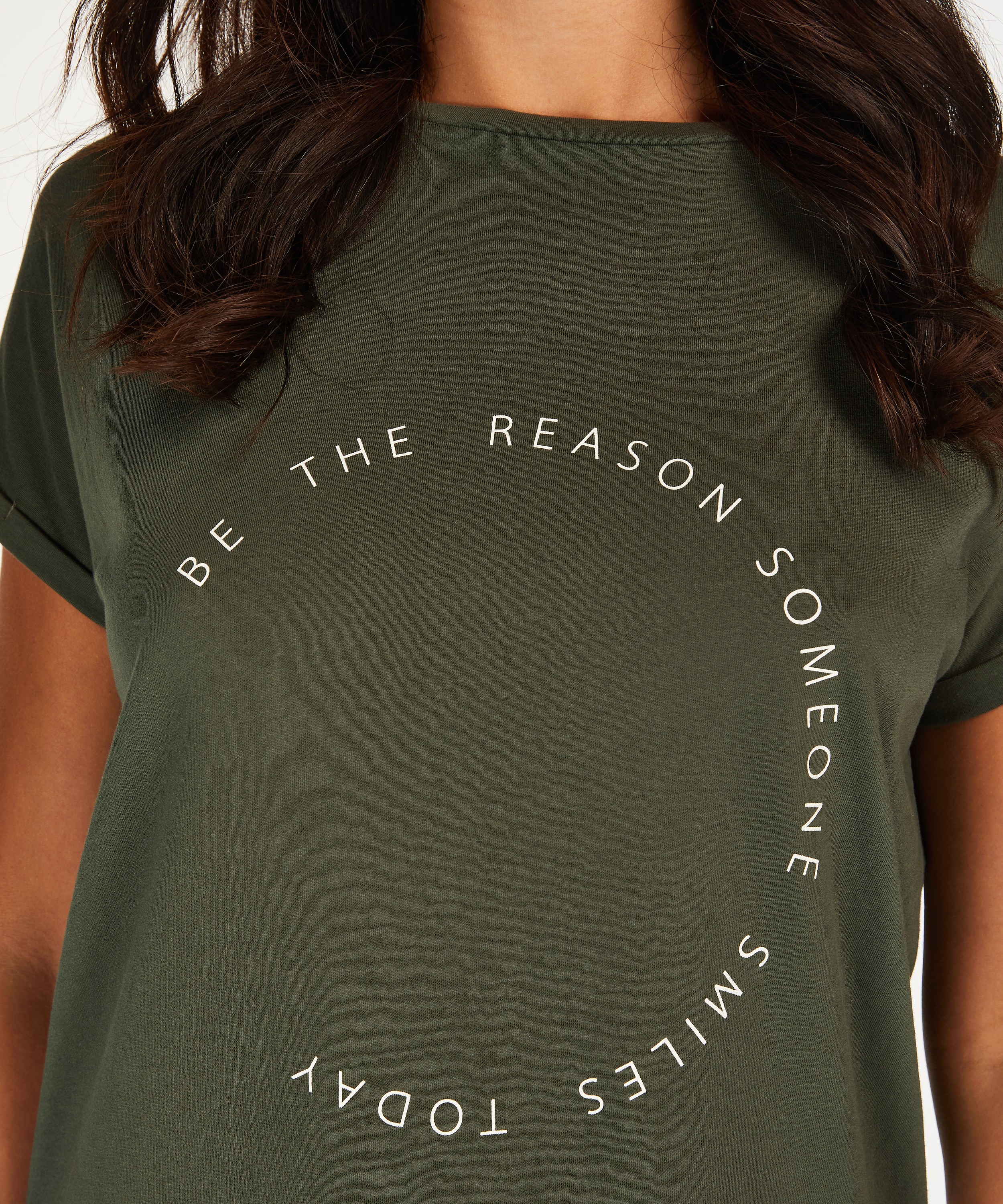 Round Neck Nightshirt, Green, main