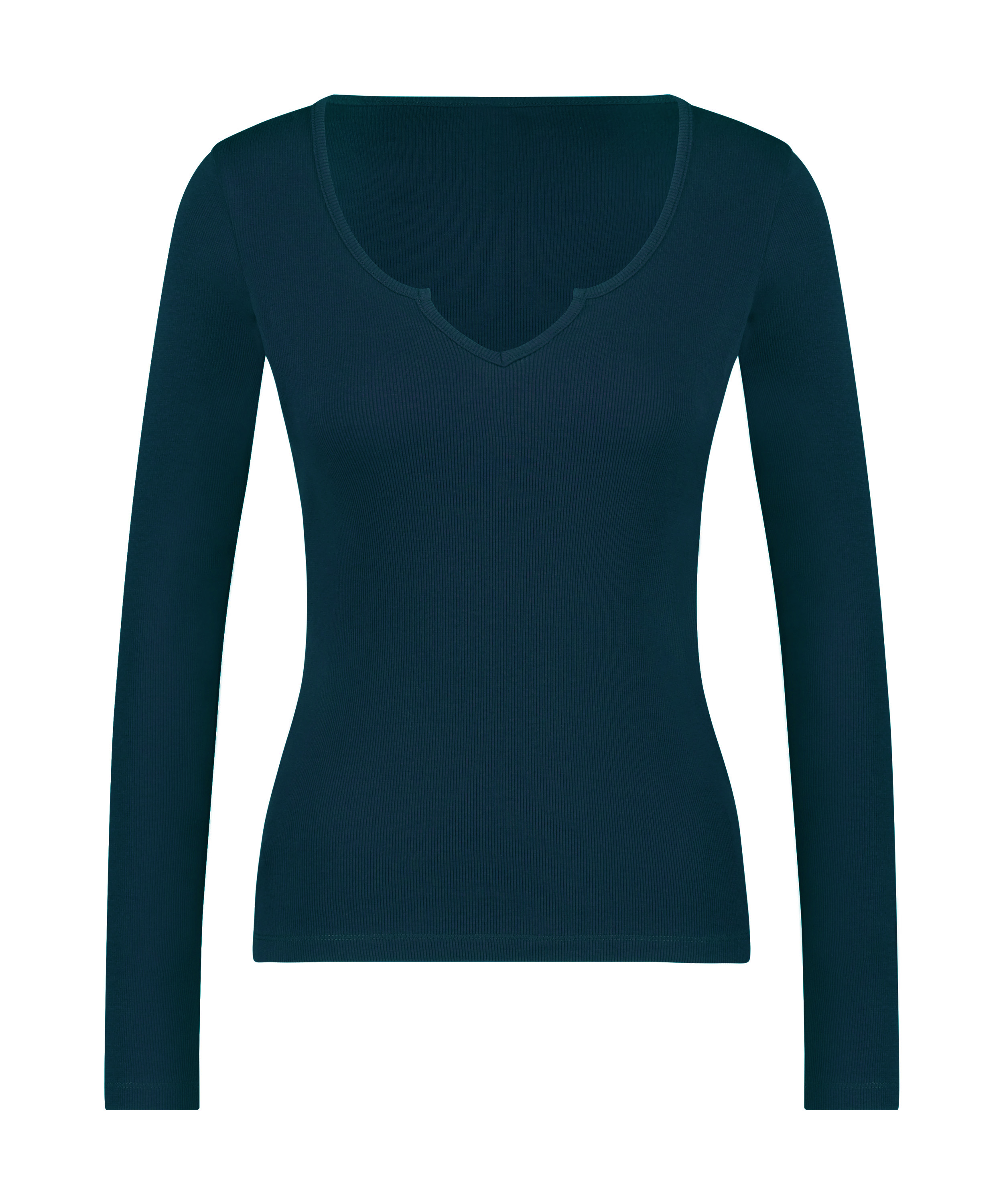 Top V-neck long sleeves, Blue, main