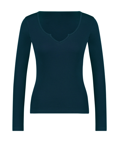 Top V-neck long sleeves, Blue