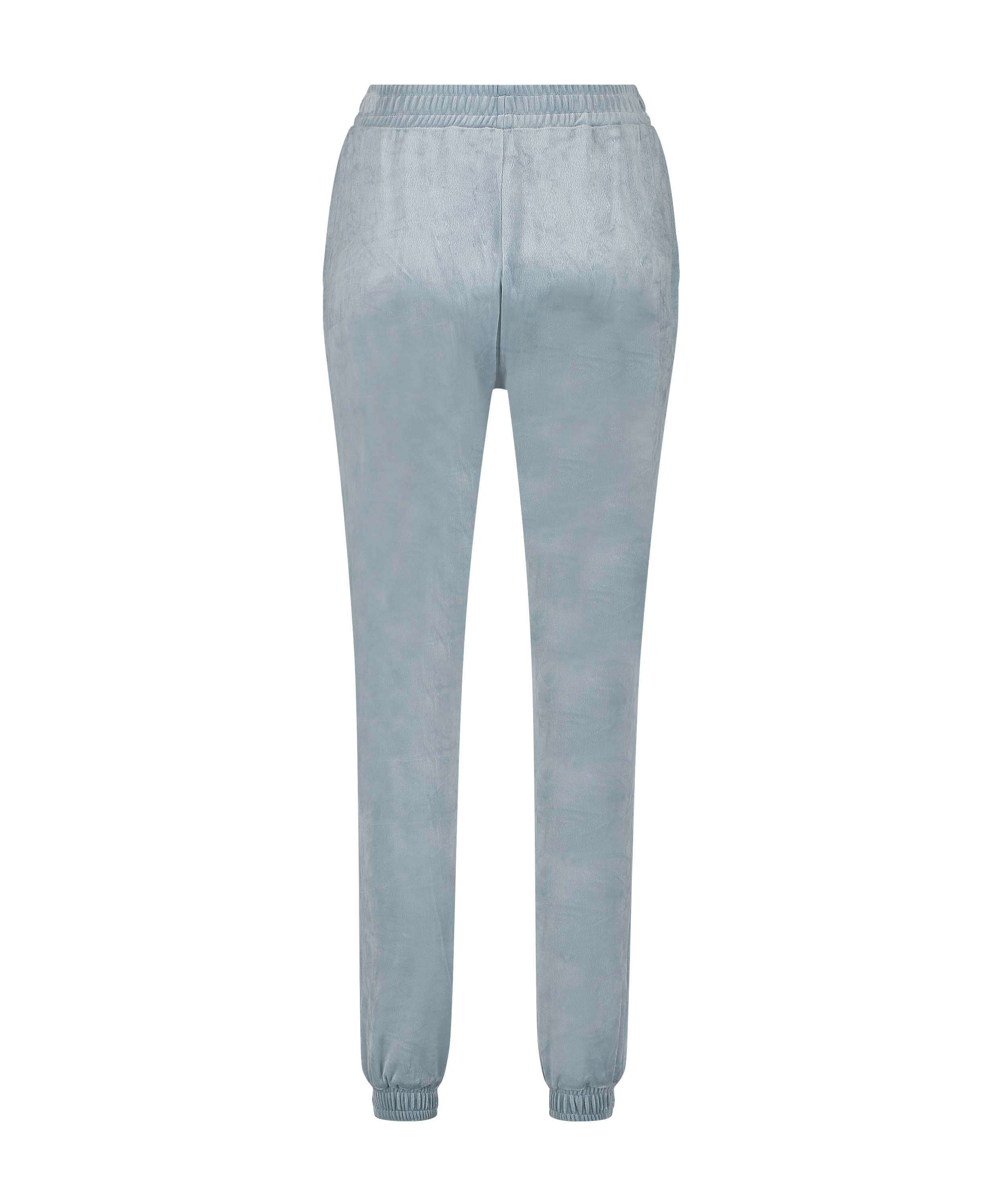 Tall Velour Jogging Pants Pin-tucked, Blue, main