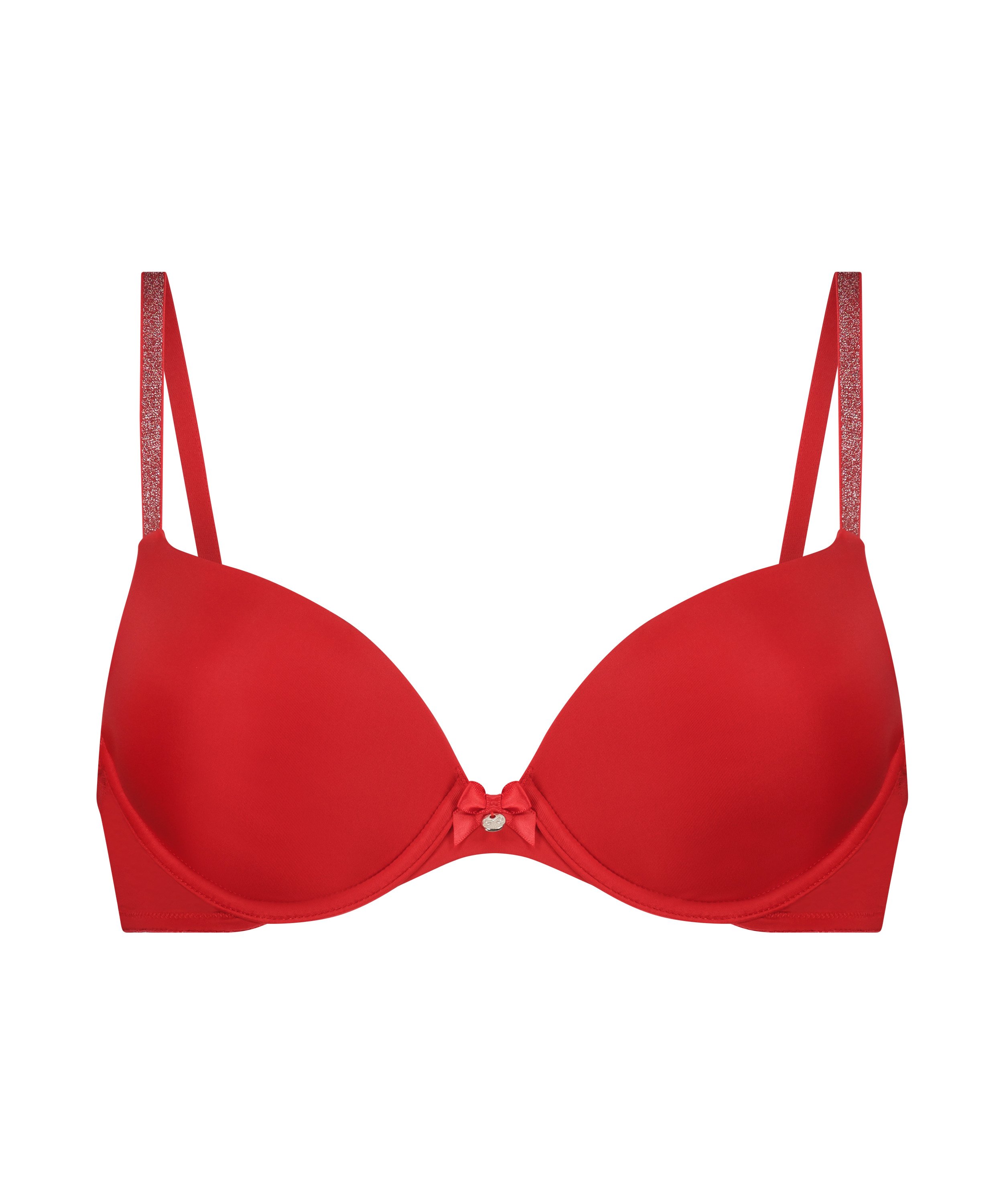 Plunge Padded Underwired Bra, Red, main