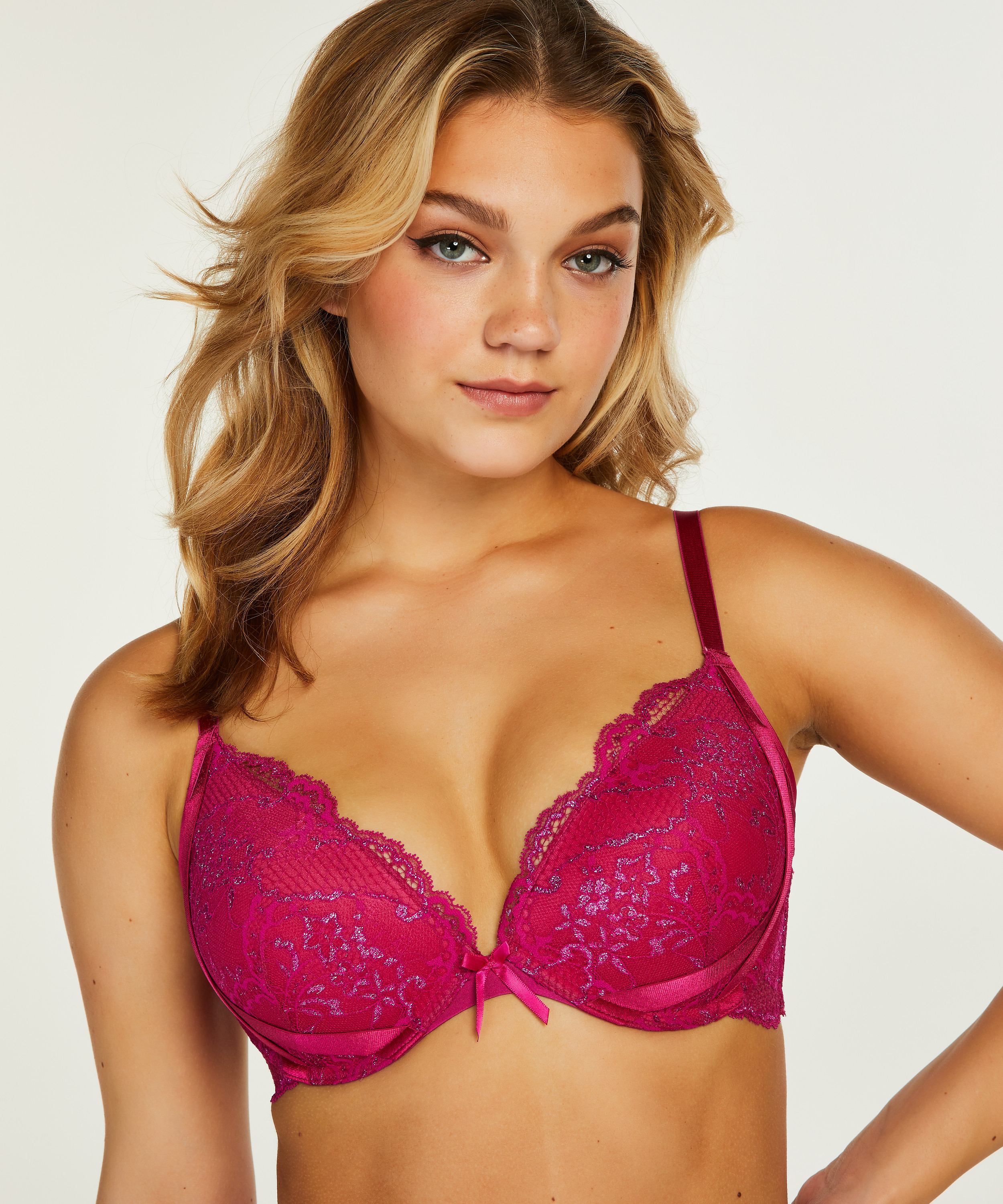 Reeva padded push-up underwired bra, Pink, main