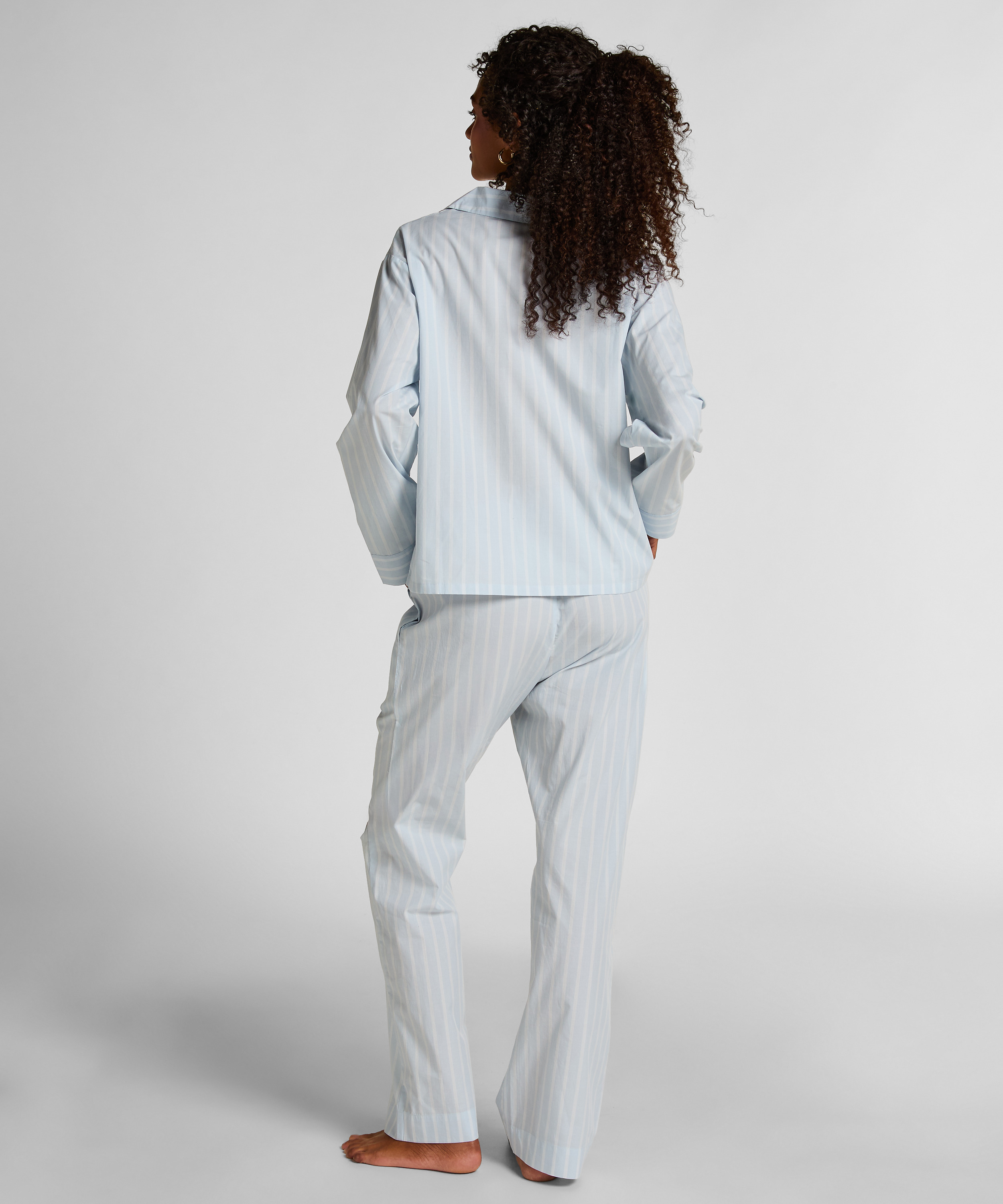Pant Woven Cotton Stripe, Blue, main
