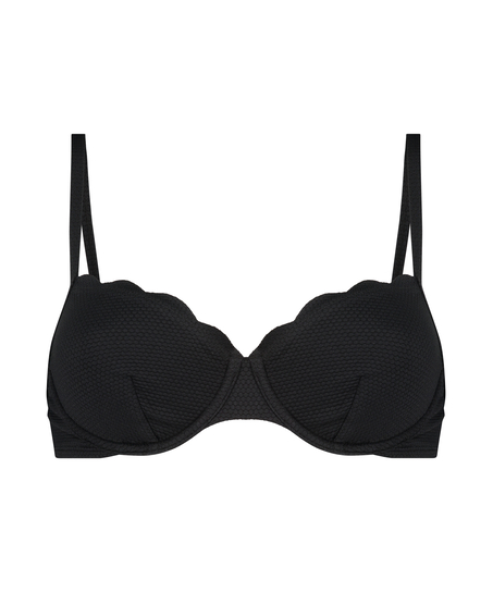 Scallop Glam non-padded underwired bikini top, Black