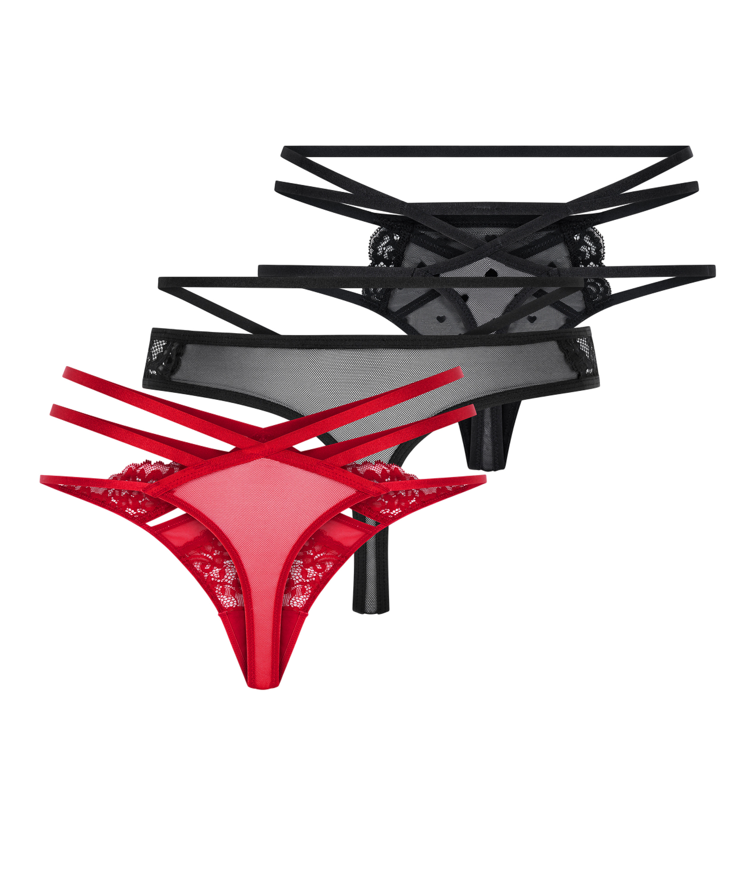 3-pack Thongs, Red, main
