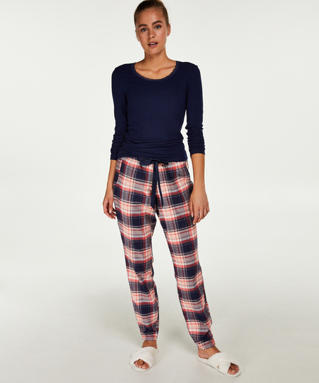 LS ribbed top R-neck, Blue