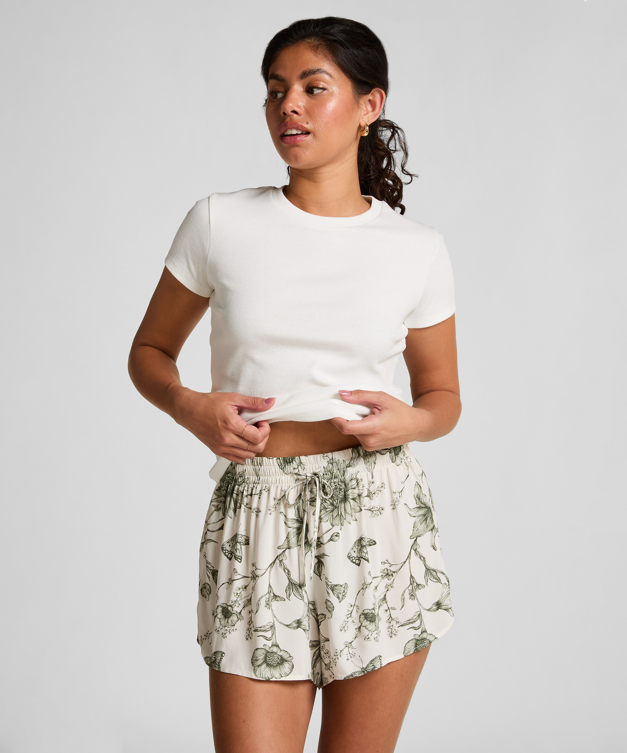 Pyjama Shorts, White, main