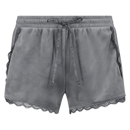 Velvet Lace Shorts, Gray