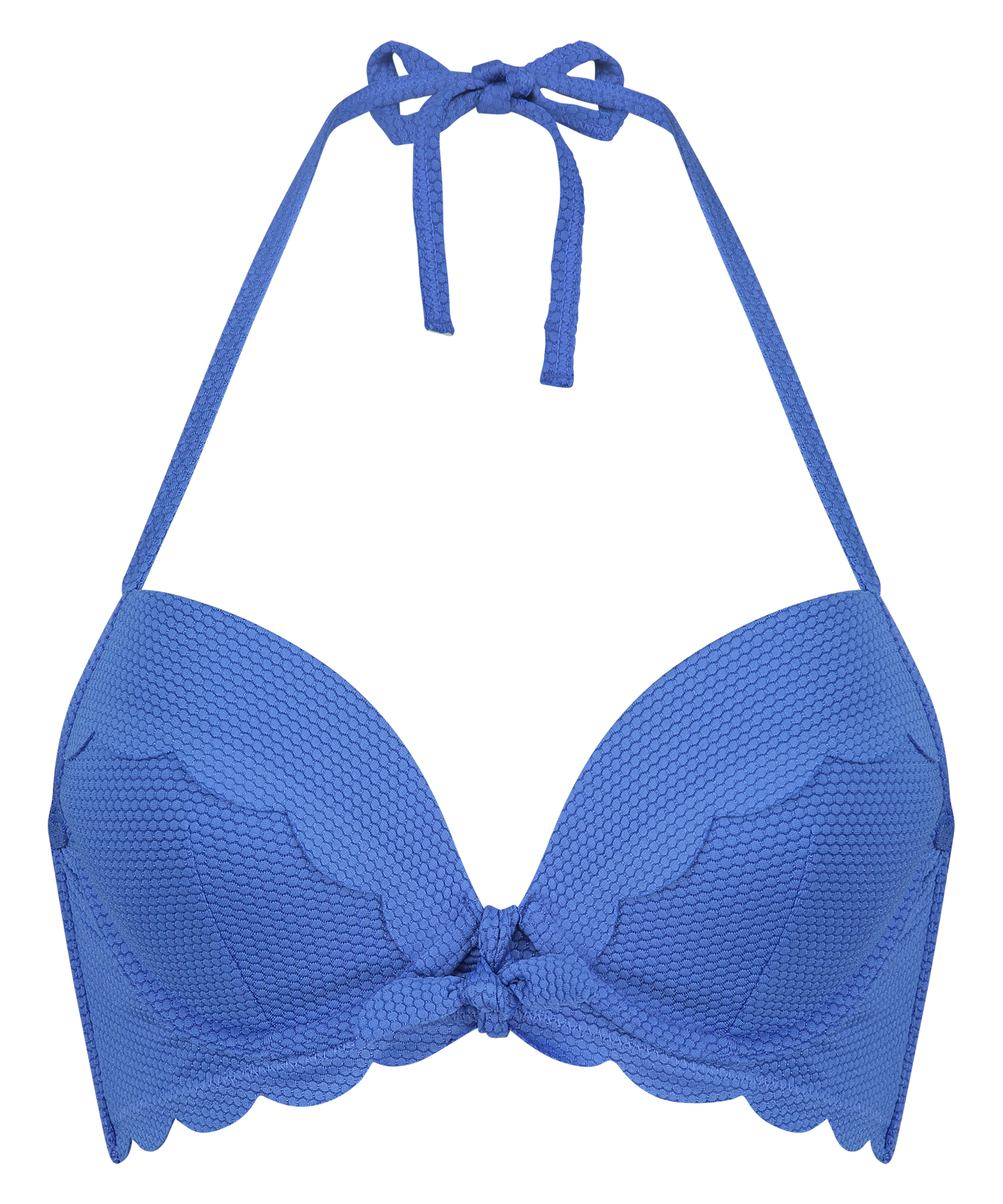 Scallop push-up underwired bikini top Cup A - E, Blue, main