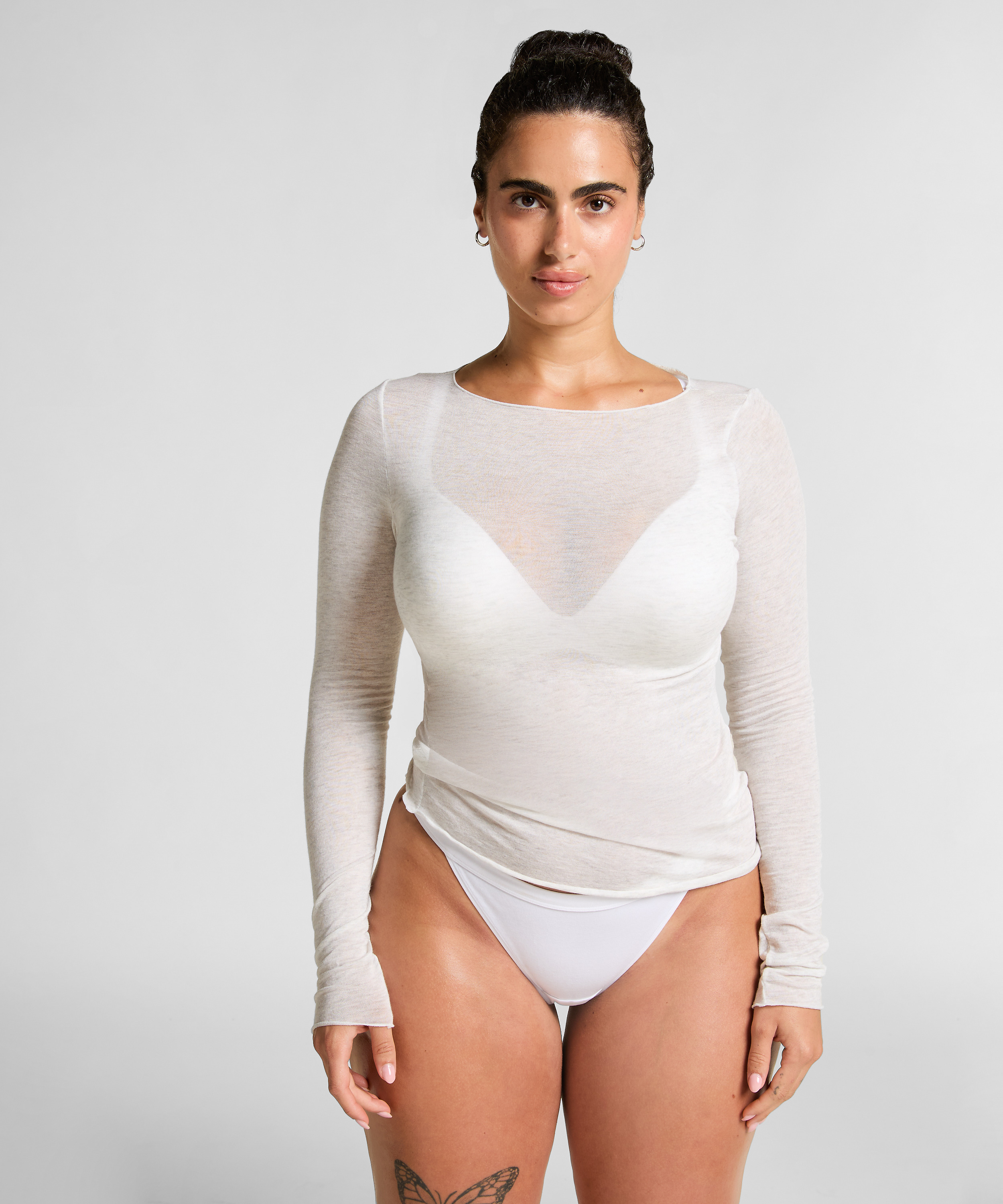 super soft Boatneck shirt with Cashmere, Gray, main