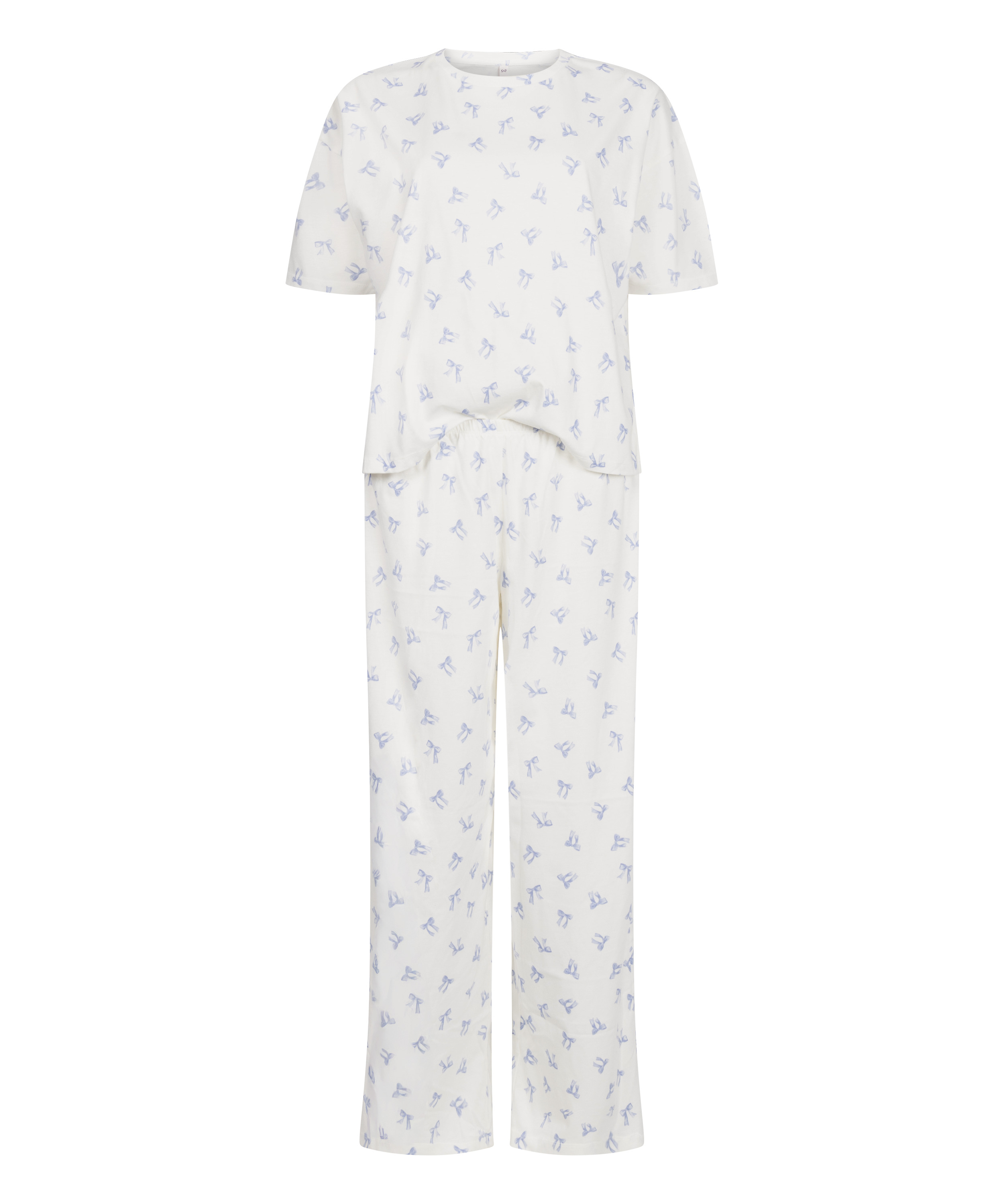 Pyjama Set Cotton Jersey Long, White, main