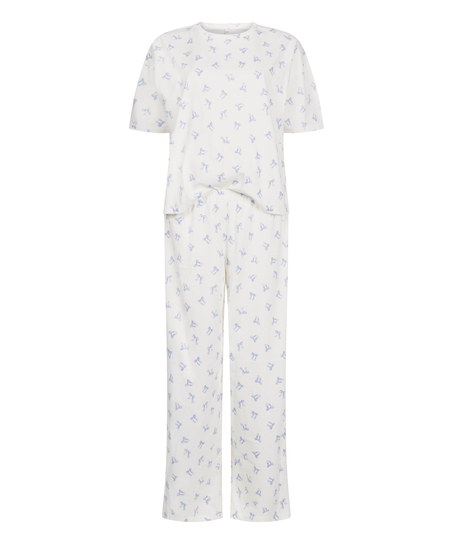 Pyjama Set Cotton Jersey Long, White