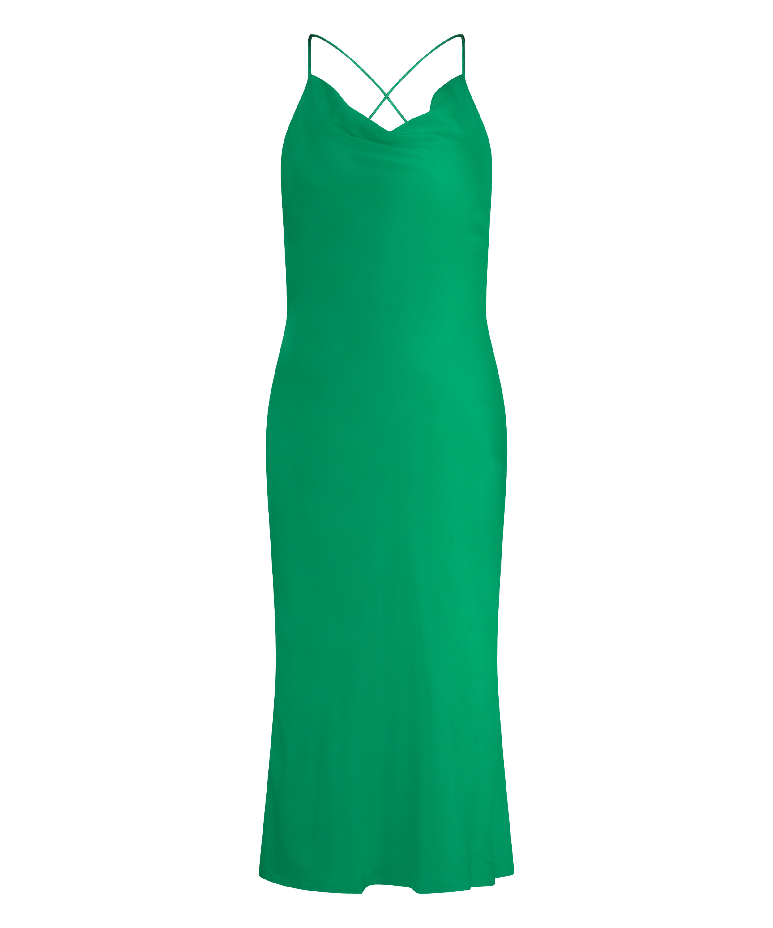 Satin Midi Dress, Green, main