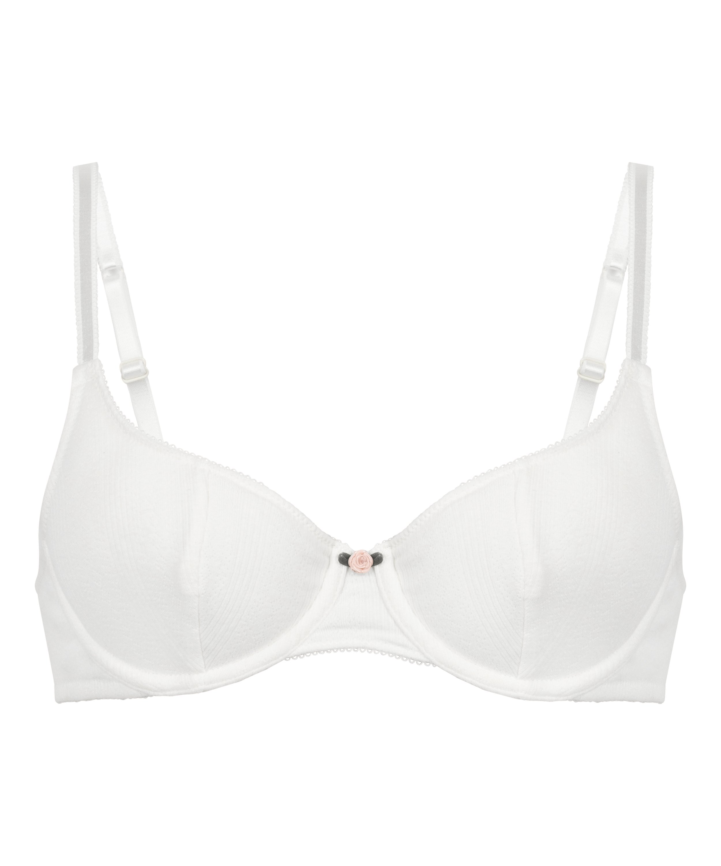 Pointelle Non-padded Underwired Bra, White, main