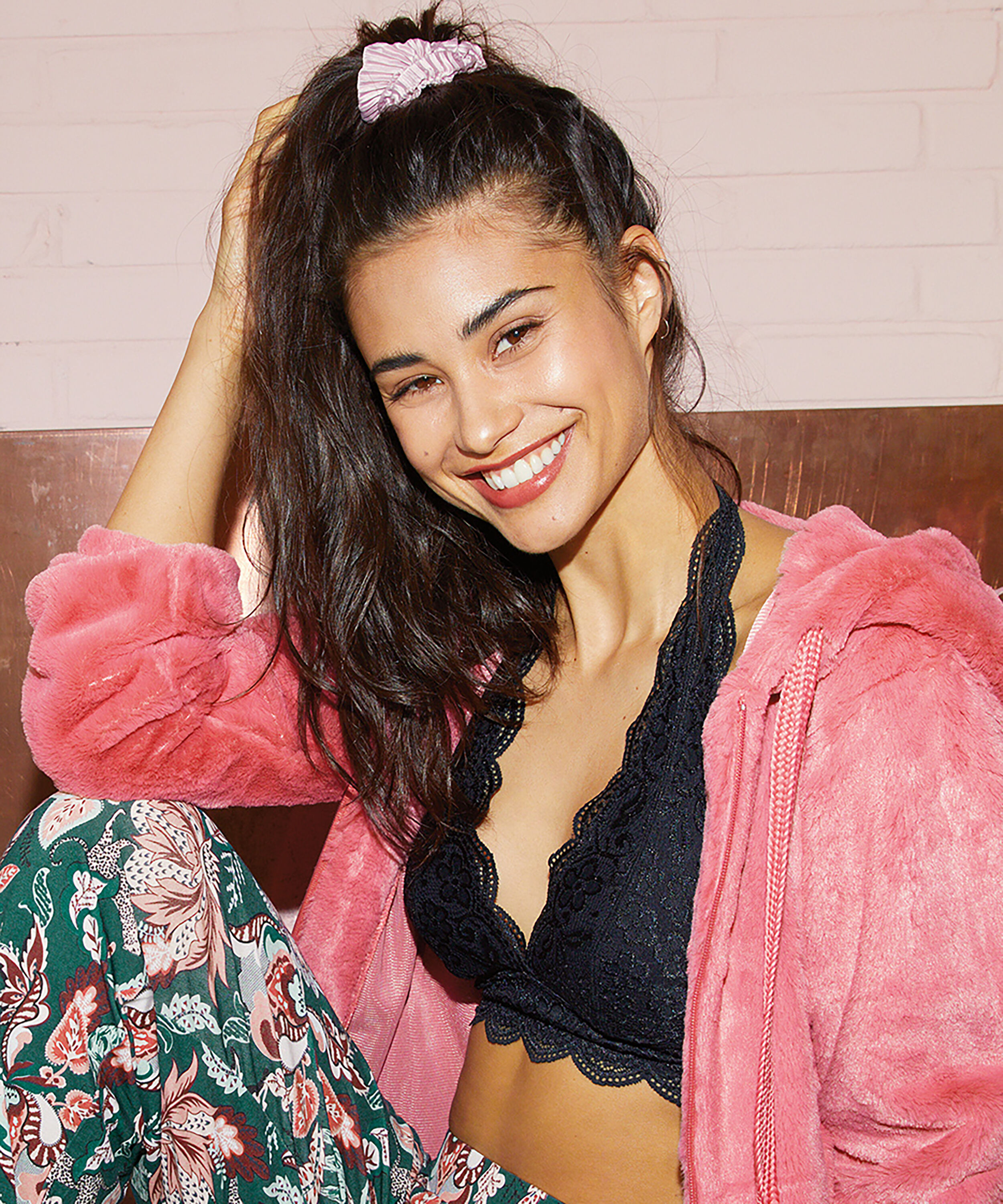 Halter Lace Bralette, Black