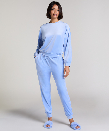 Velours Jogging Pants, Blue