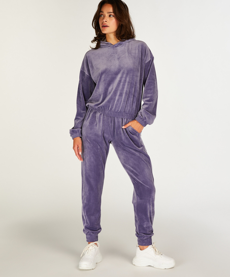 Velour Jogging Bottoms, Purple