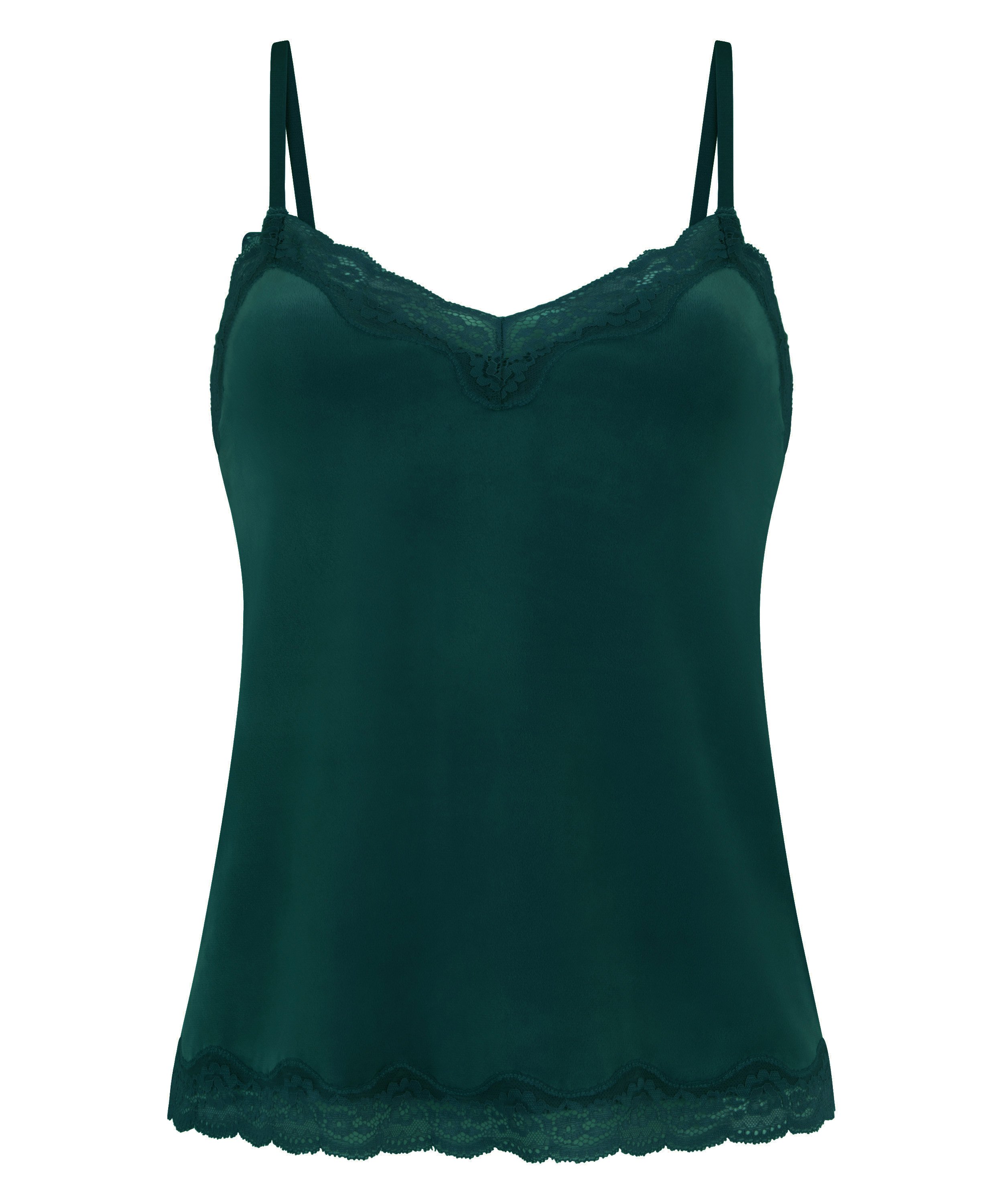 Velours Lace Cami Top, Green, main