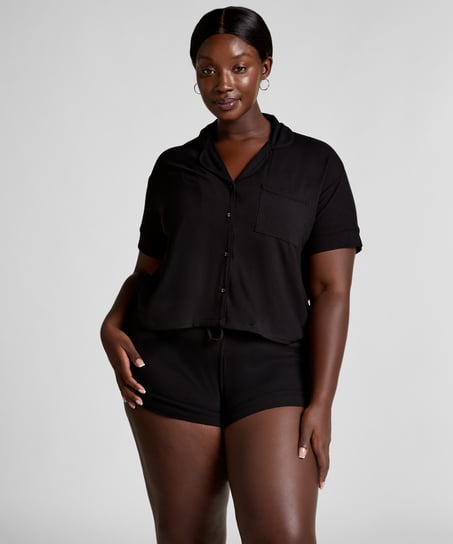 Essential Jersey Short-Sleeved Jacket, Black