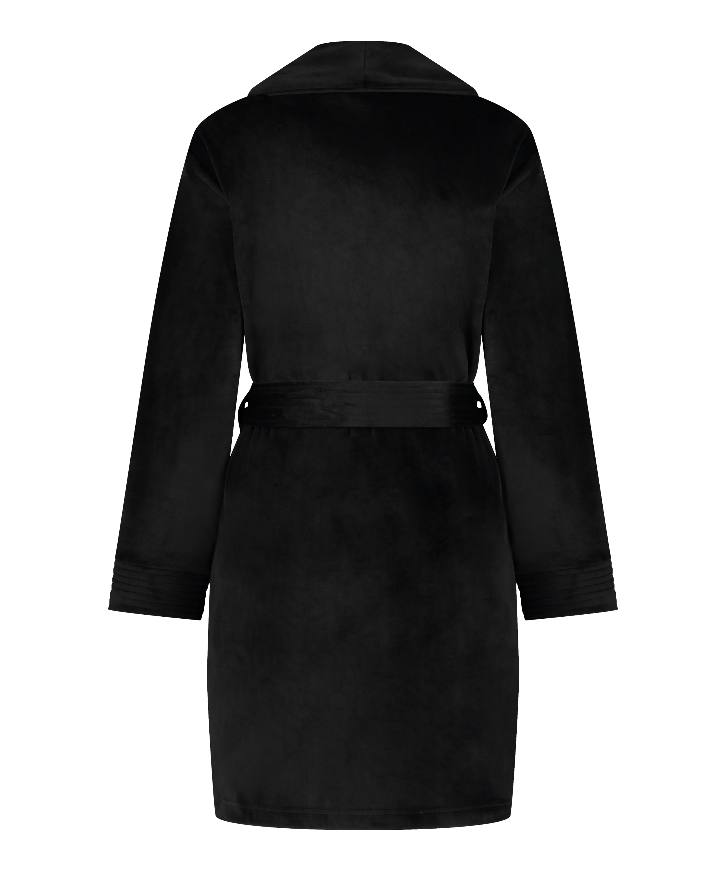 Velours short bathrobe, Black, main