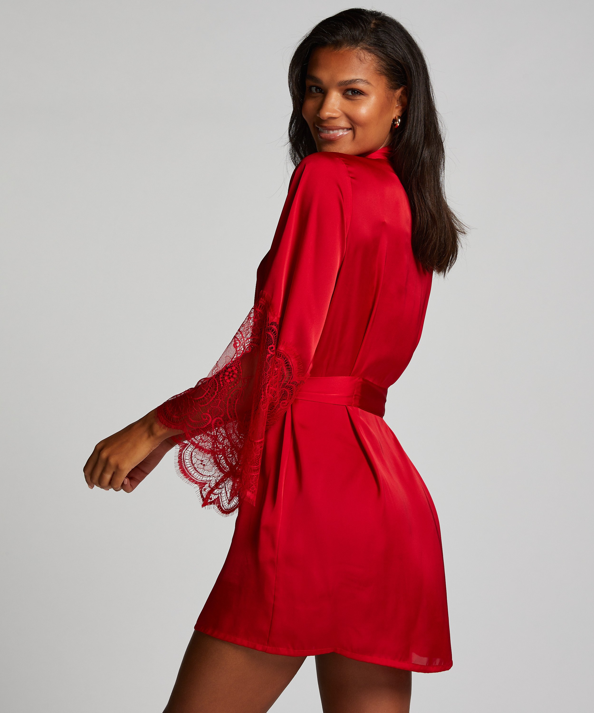 Satin Kimono, Red, main