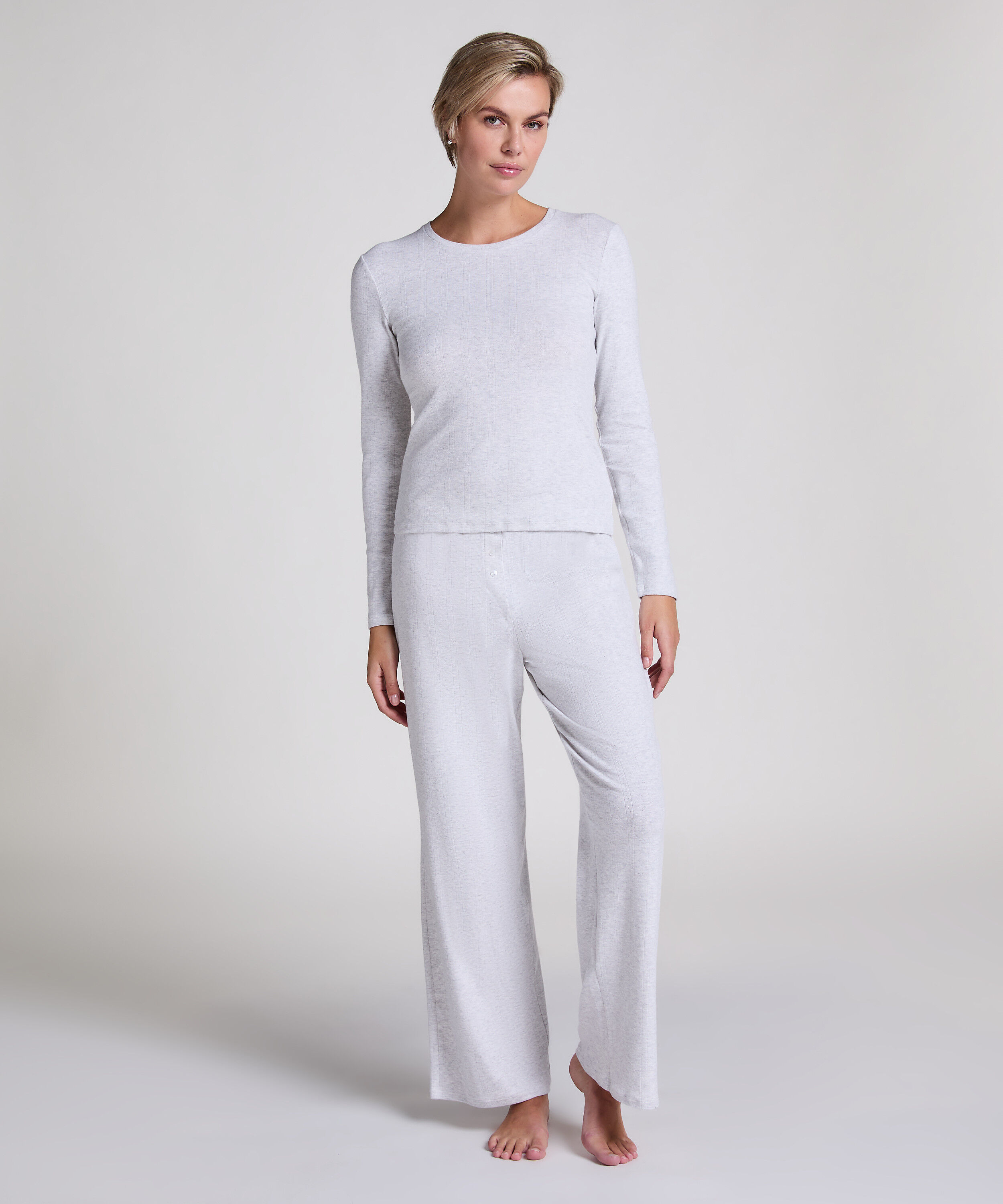Pyjama top Pointelle, Gray