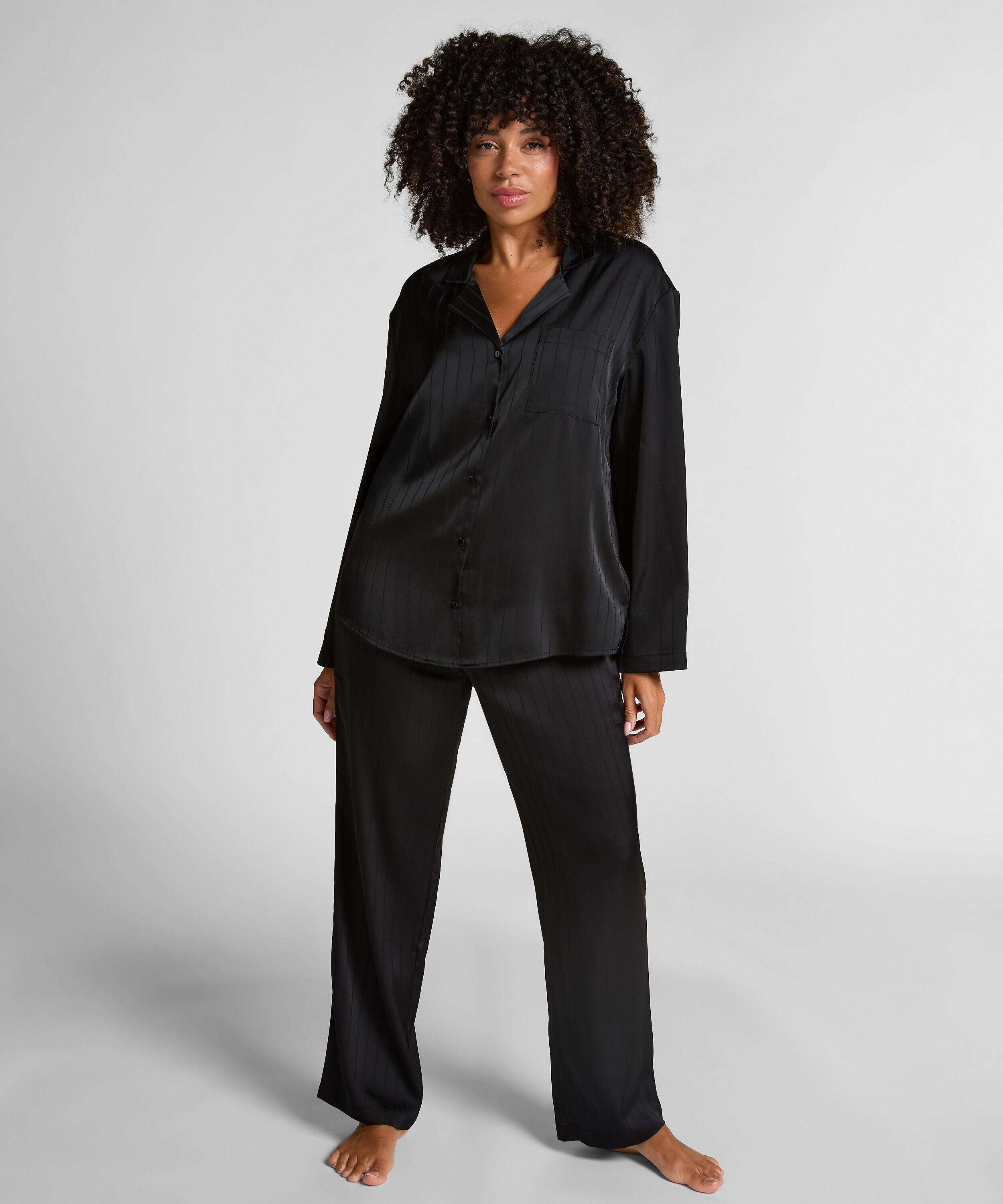 Satin Pinstripe Jacket, Black
