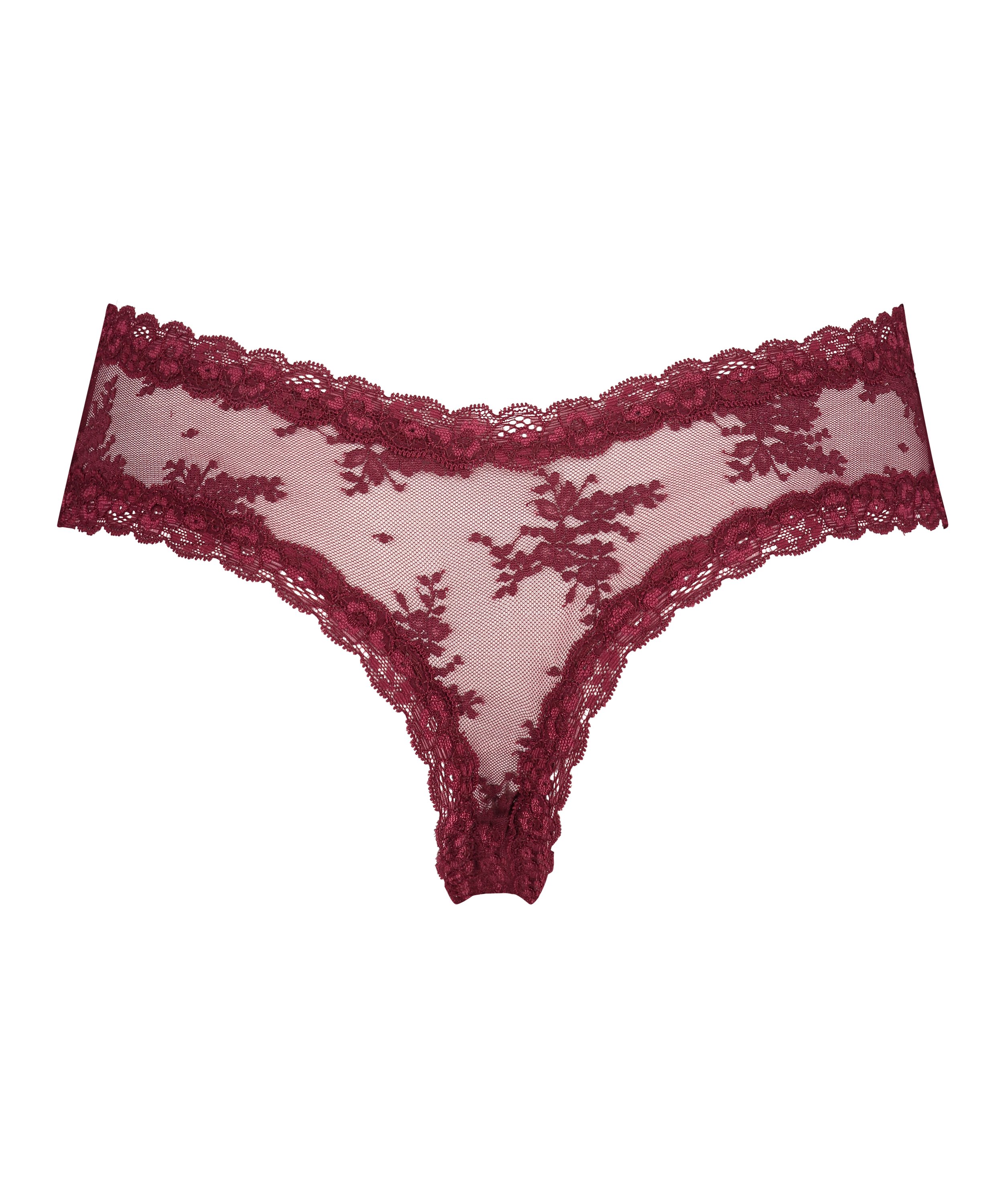 V-shaped Brazilian knickers mesh, Red, main