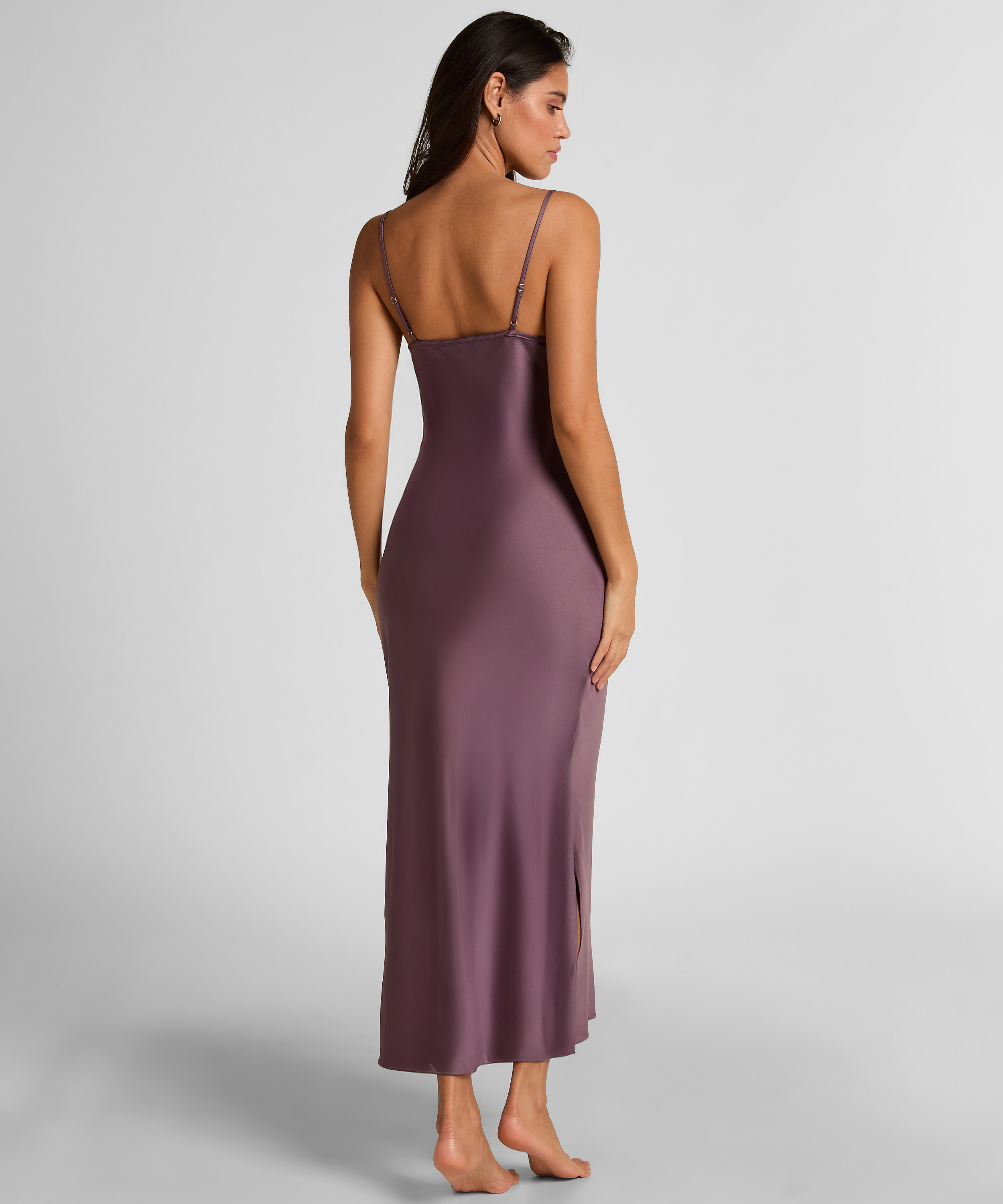 Slipdress Long Satin, Purple, main