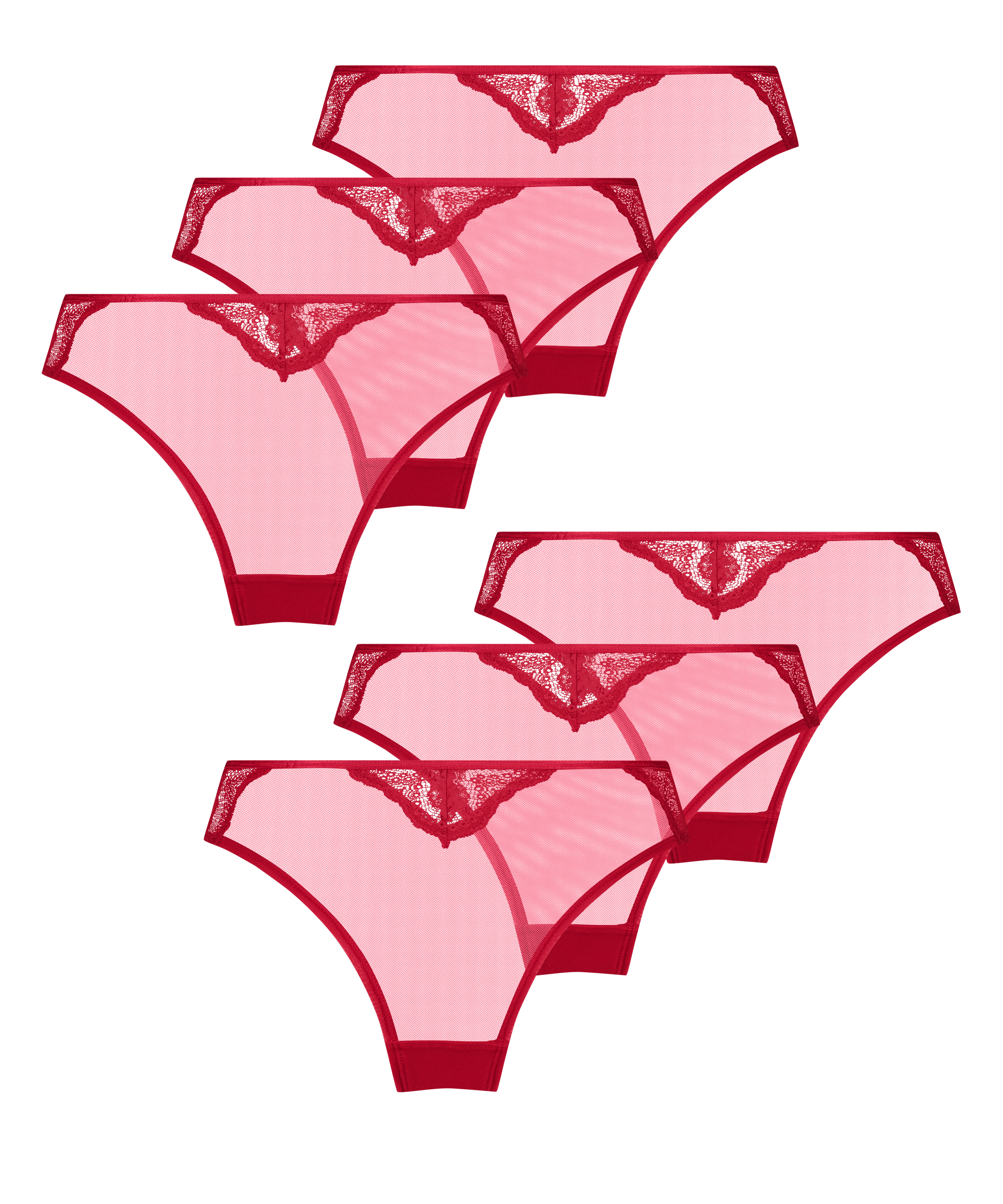 Lot de 6 slips br&eacute;siliens, Red, main