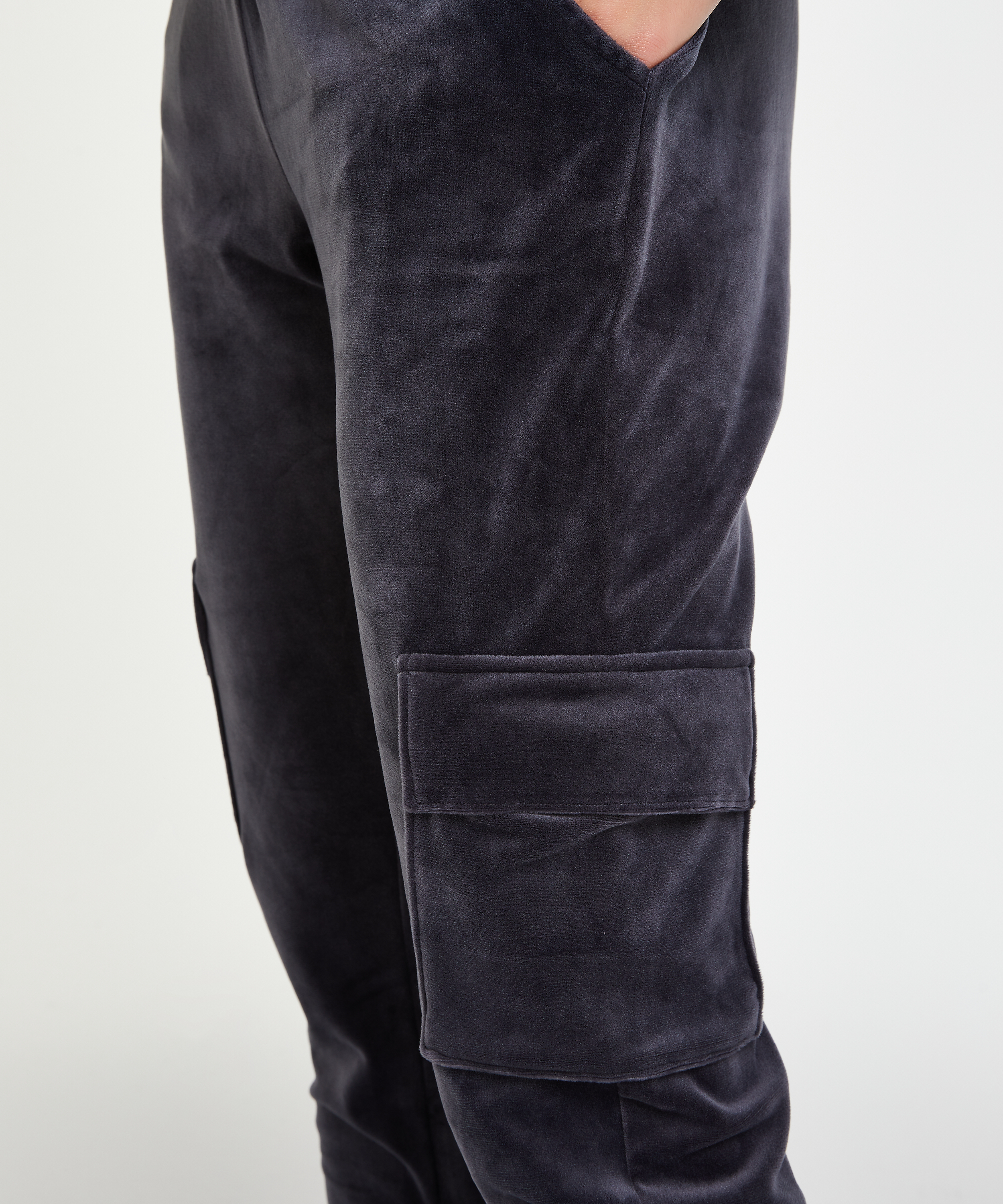 Velvet Jogging Pants Cargo, Gray, main