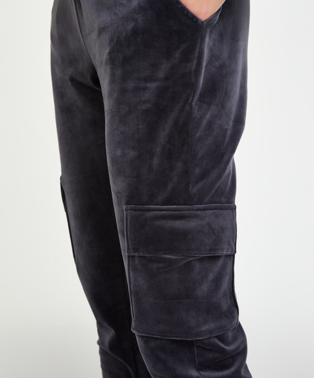 Velvet Jogging Pants Cargo, Gray