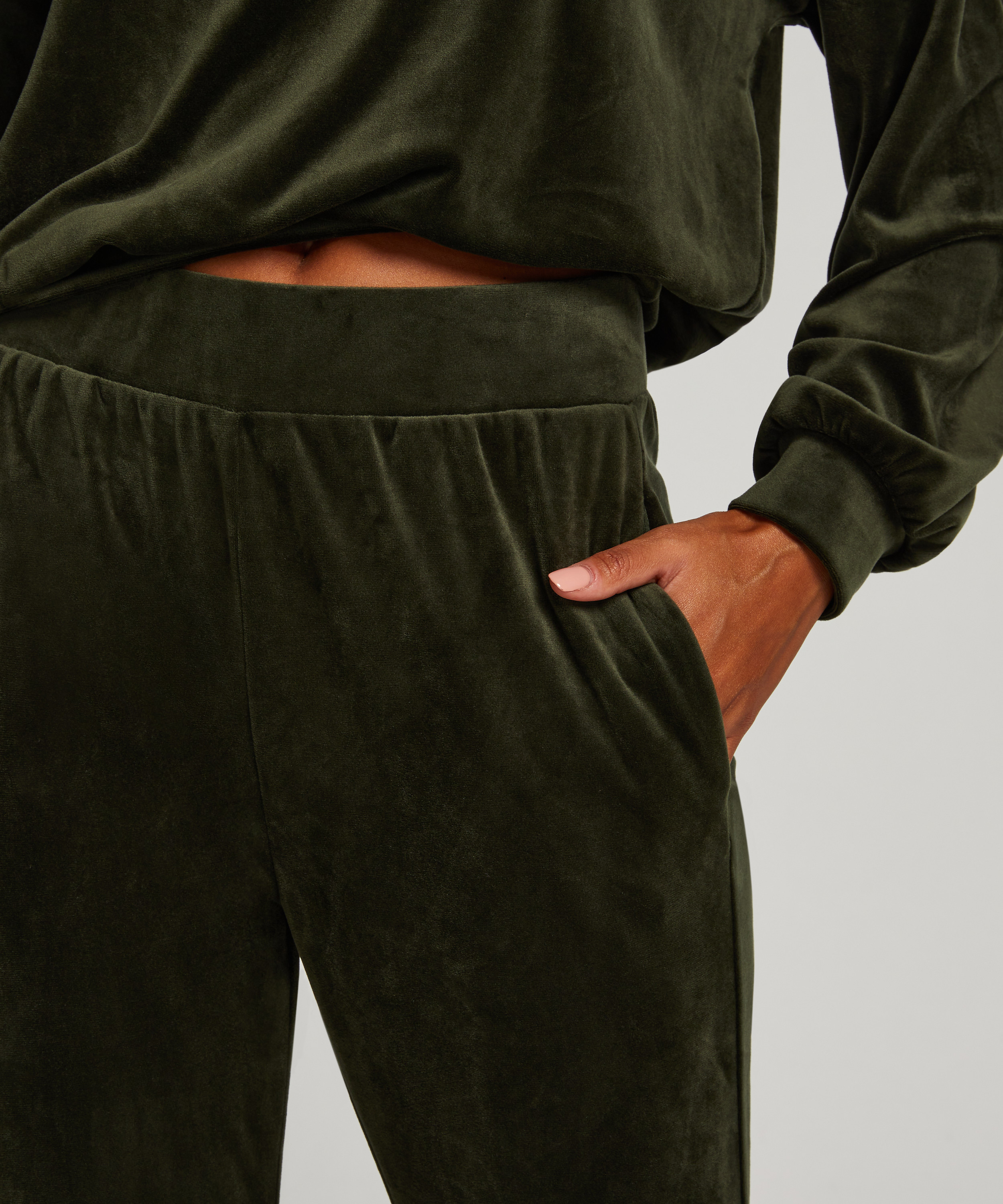 Petite Velours Jogging Bottoms, Green, main