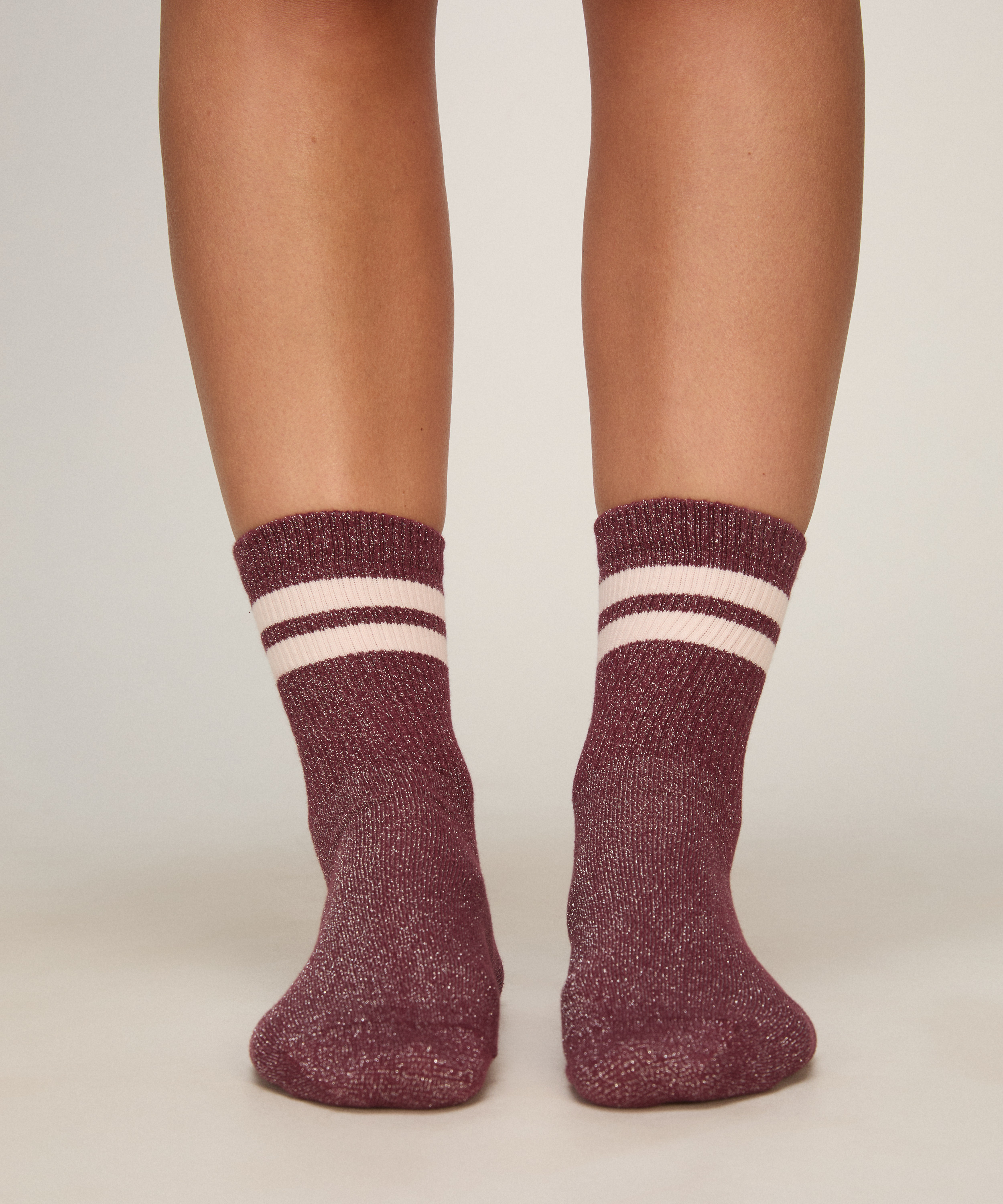 Socks Lurex Stripe, Purple, main