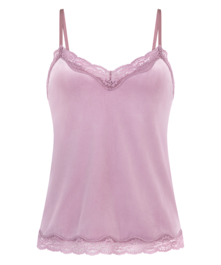 Velours Lace Cami Top, Purple