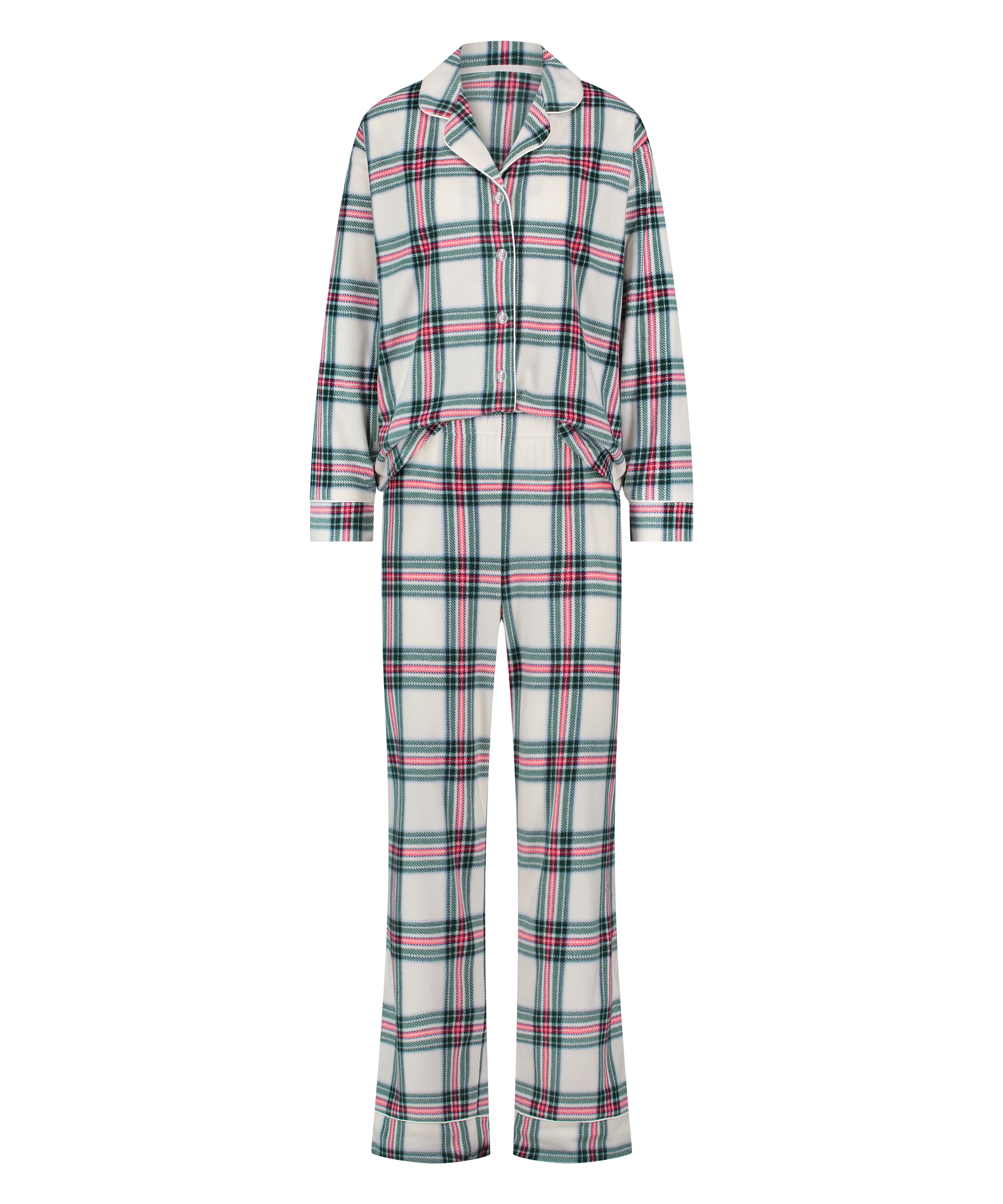 Fleece Pyjama Set, White, main