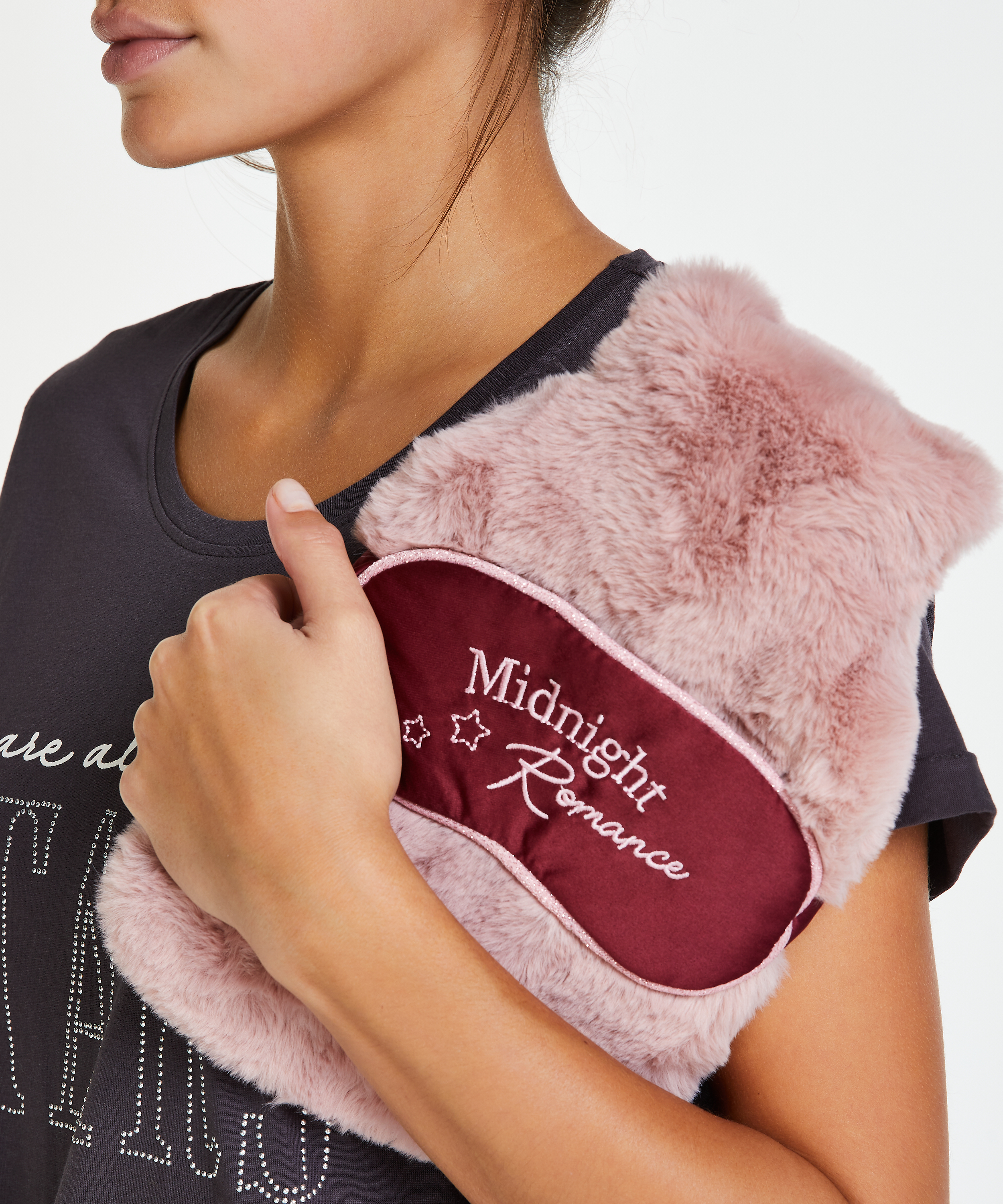 Hot Water Bottle And Eye Mask Set, Pink, main