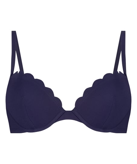 Scallop padded underwired bikini-top, Blue