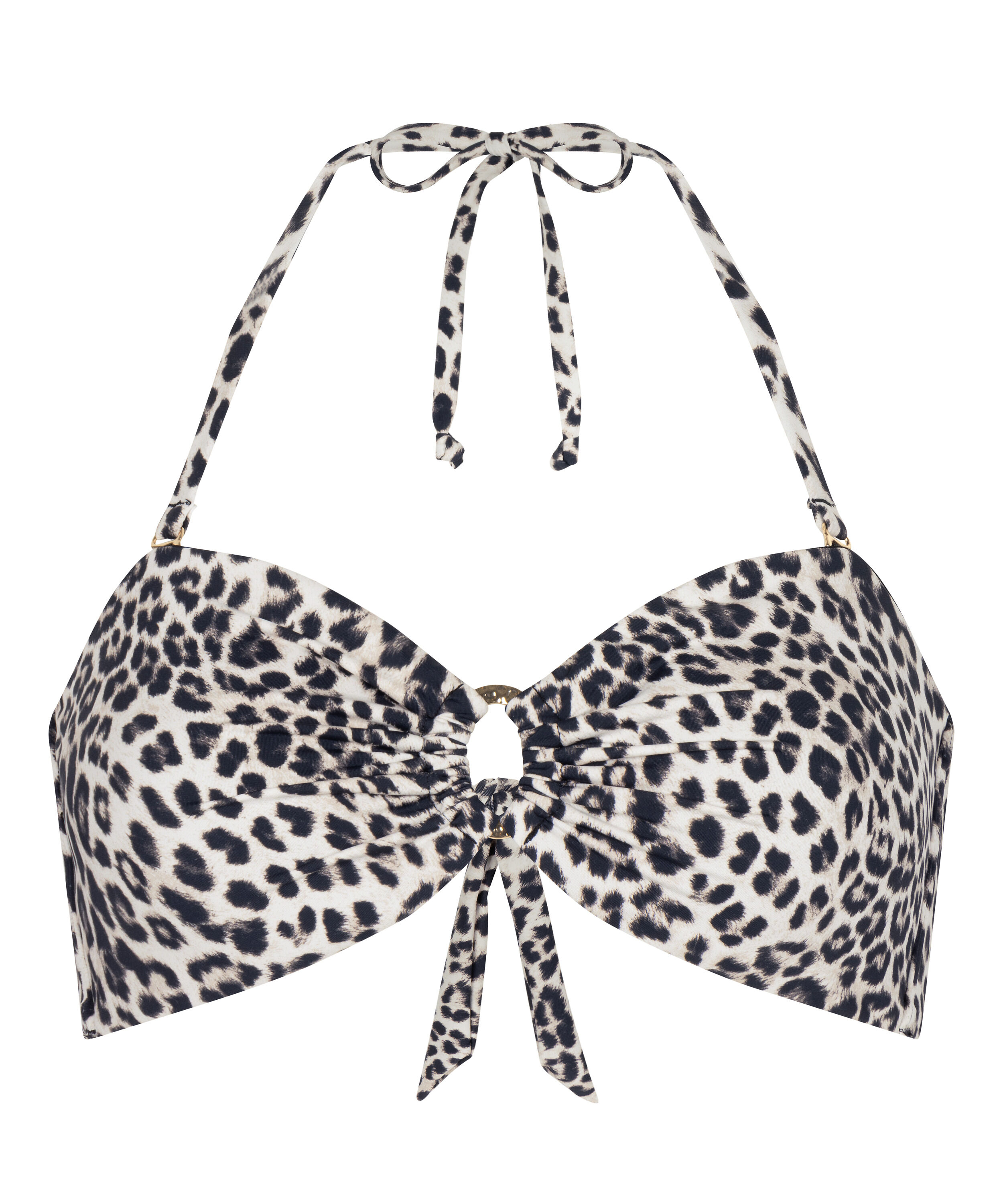 Bandeau Bikini Top Leopard, Black