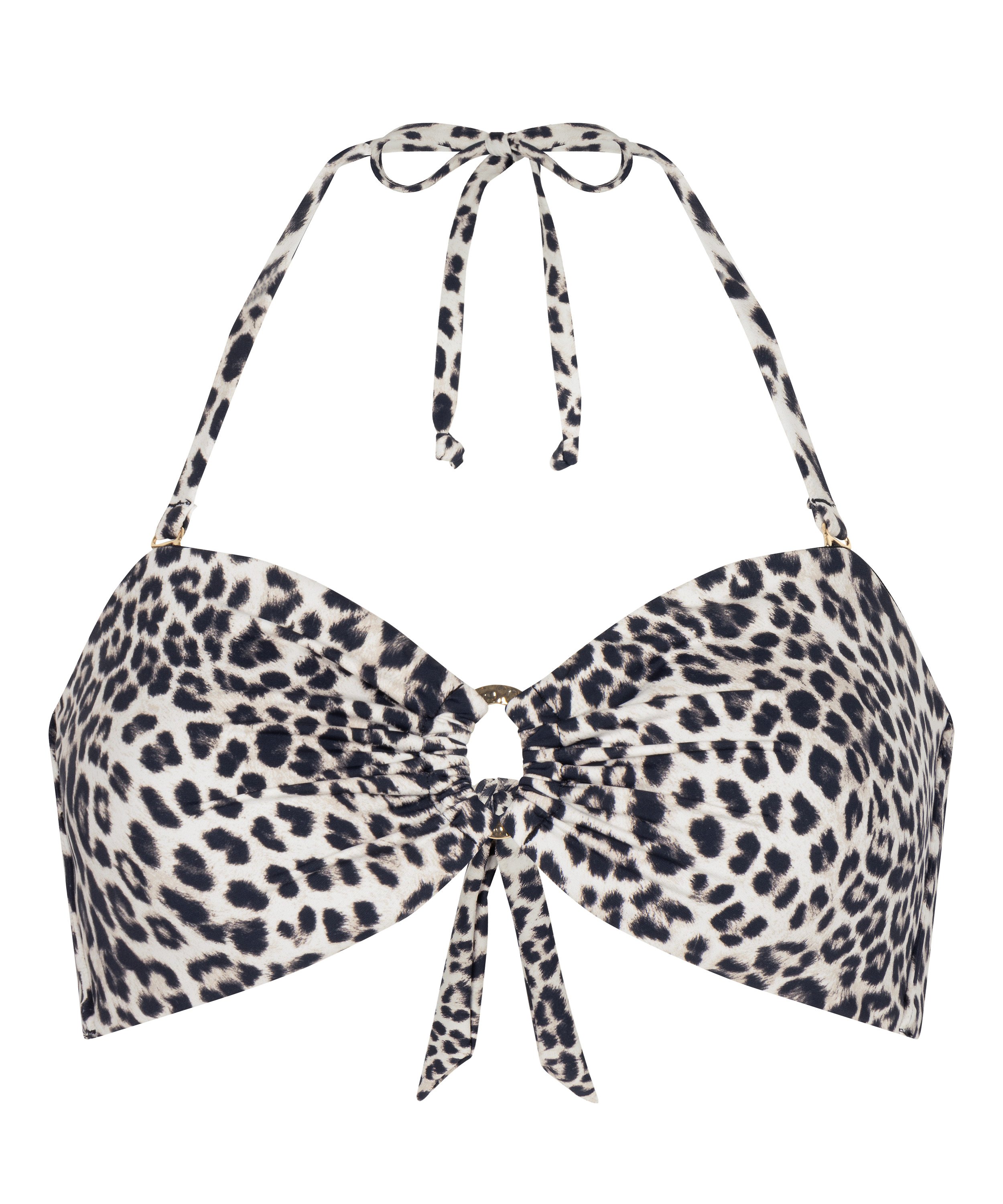 Bandeau Bikini Top Leopard, Black, main