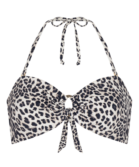 Bandeau Bikini Top Leopard, Black