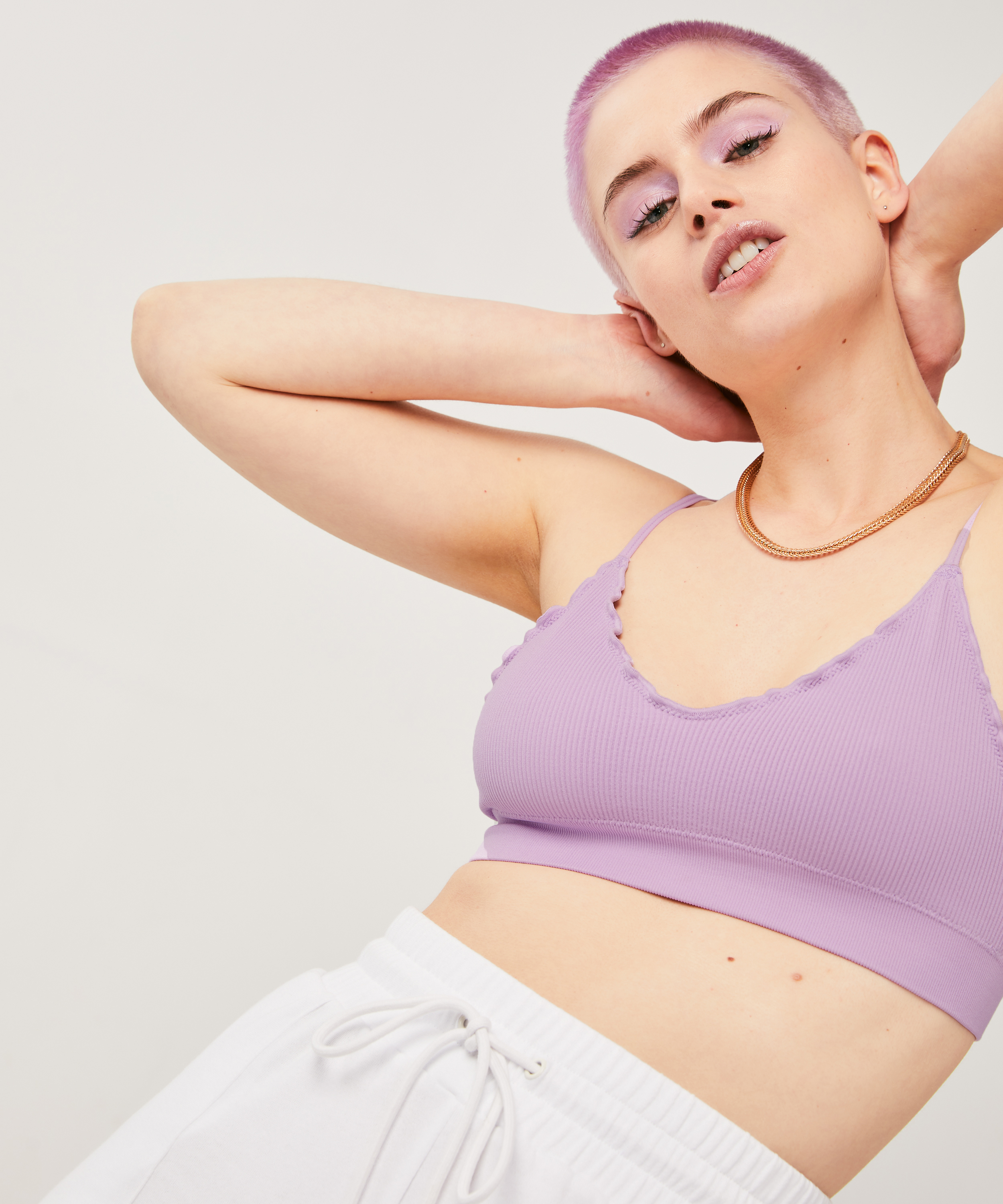 Bae Ruffle Bralette, Purple, main