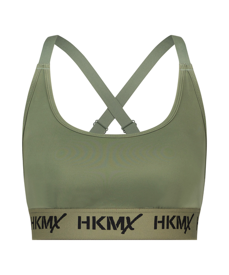 HKMX The Crop Logo Sports Bra Level 1, Green