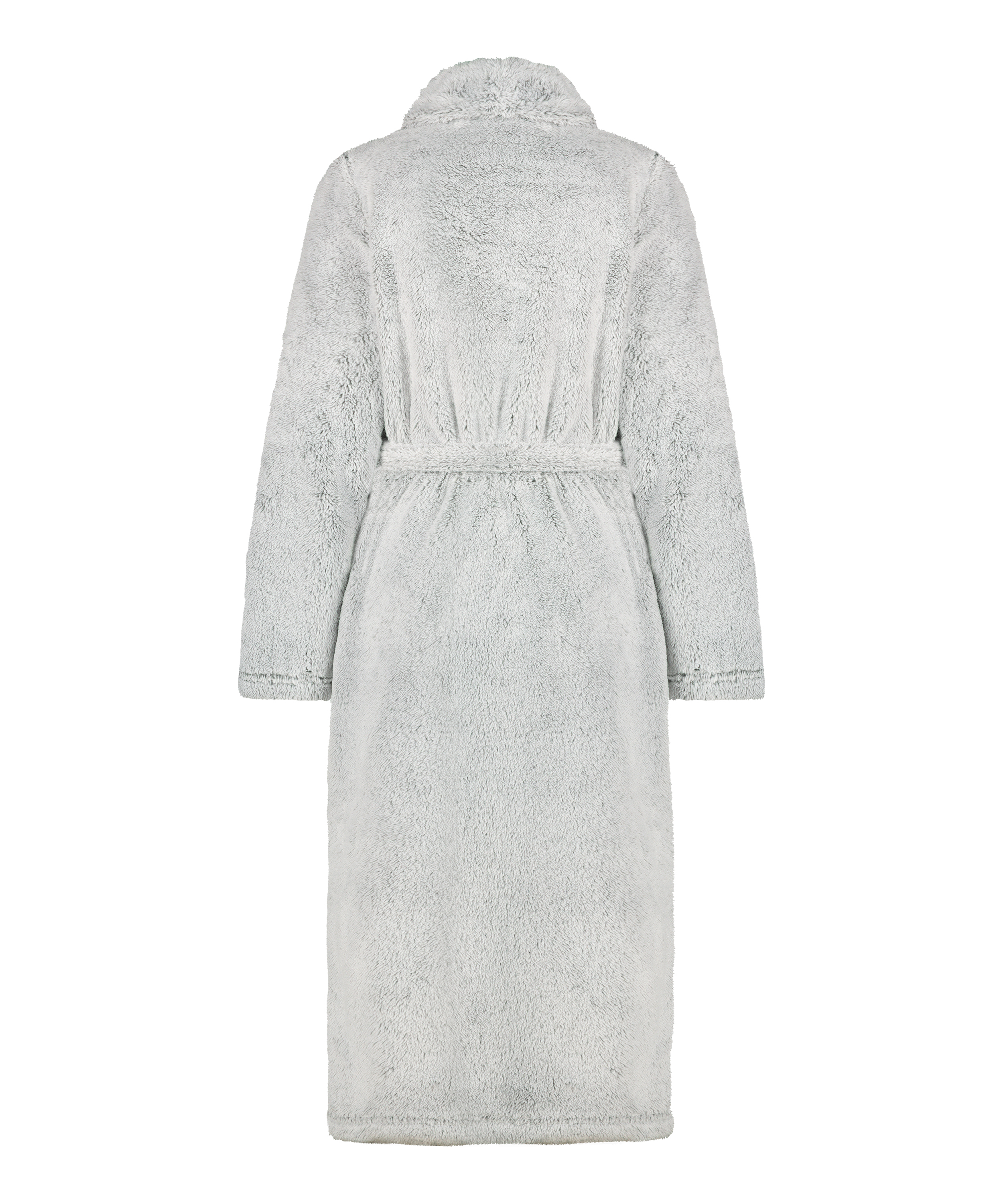 Long Fleece Bathrobe, Gray, main