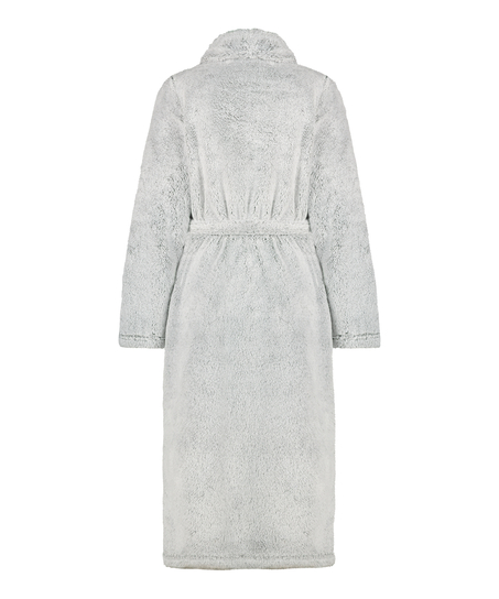 Long Fleece Bathrobe, Gray